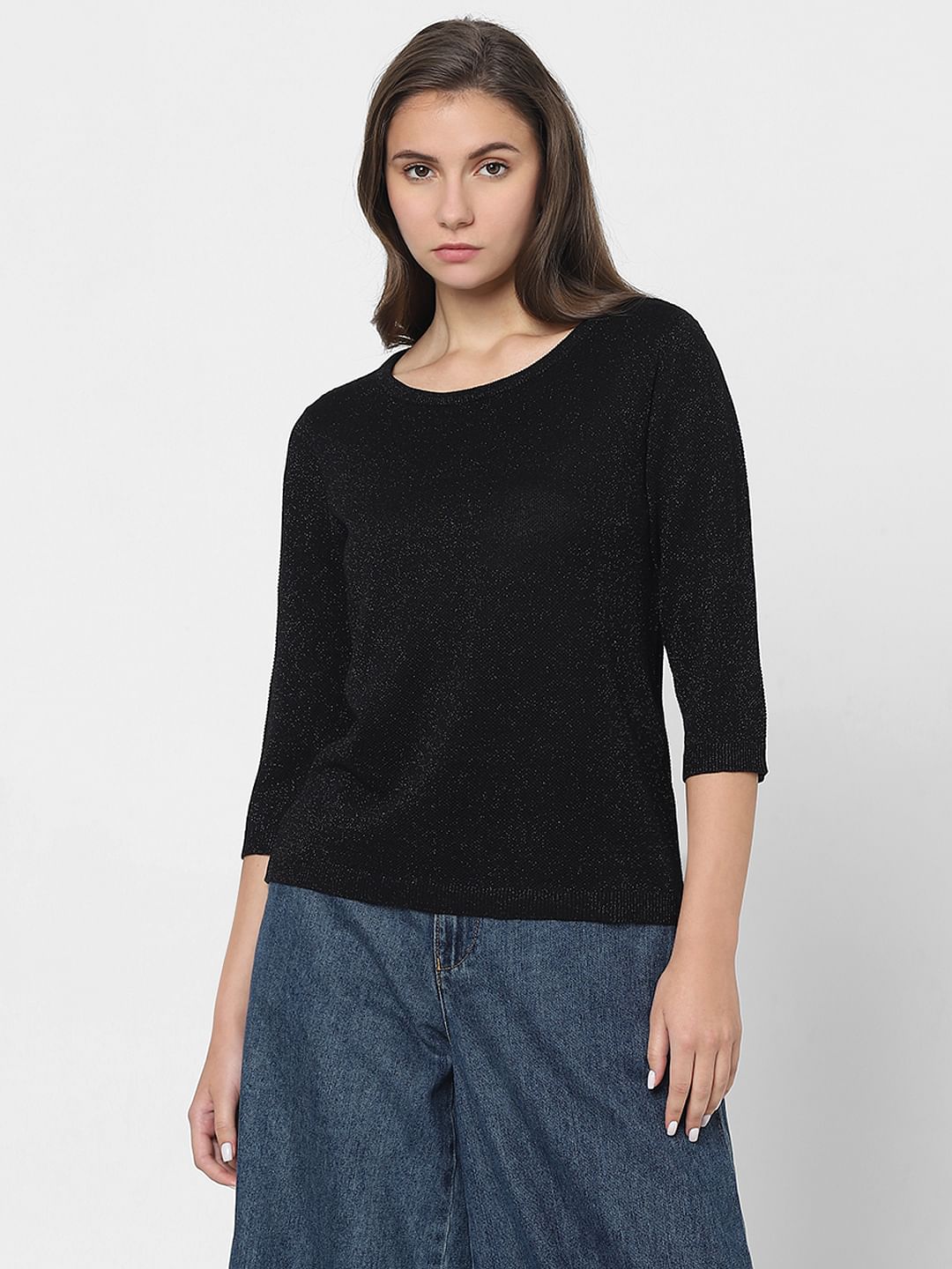 Black Shimmer Knit Top