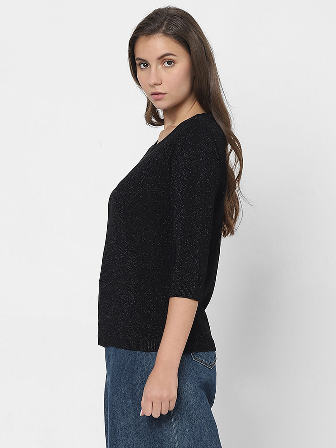 Black Shimmer Knit Top