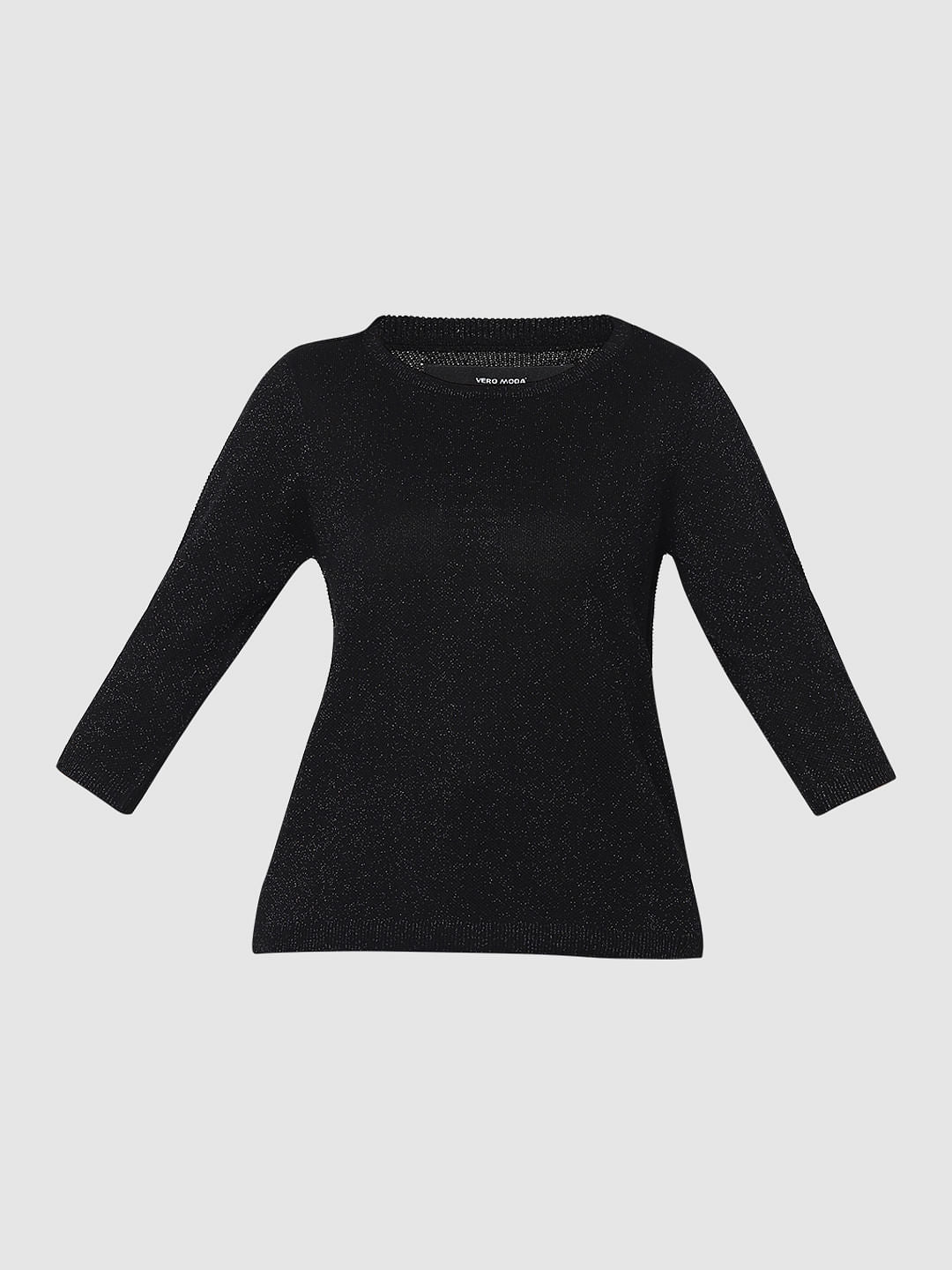 Black Shimmer Knit Top