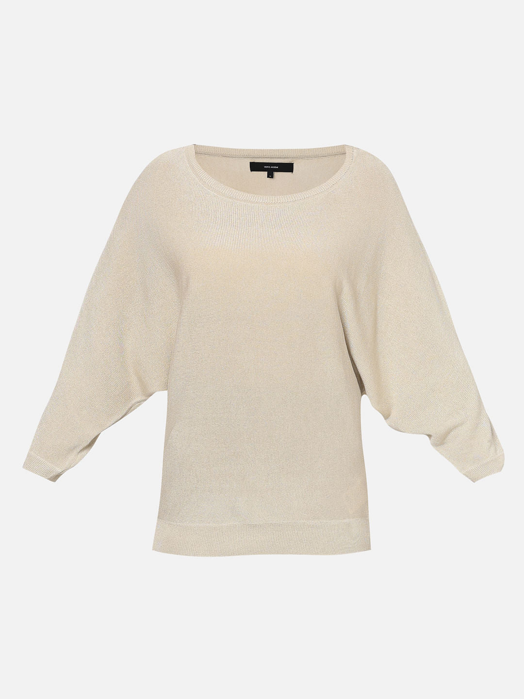 Beige Batwing Sleeves Knit Top