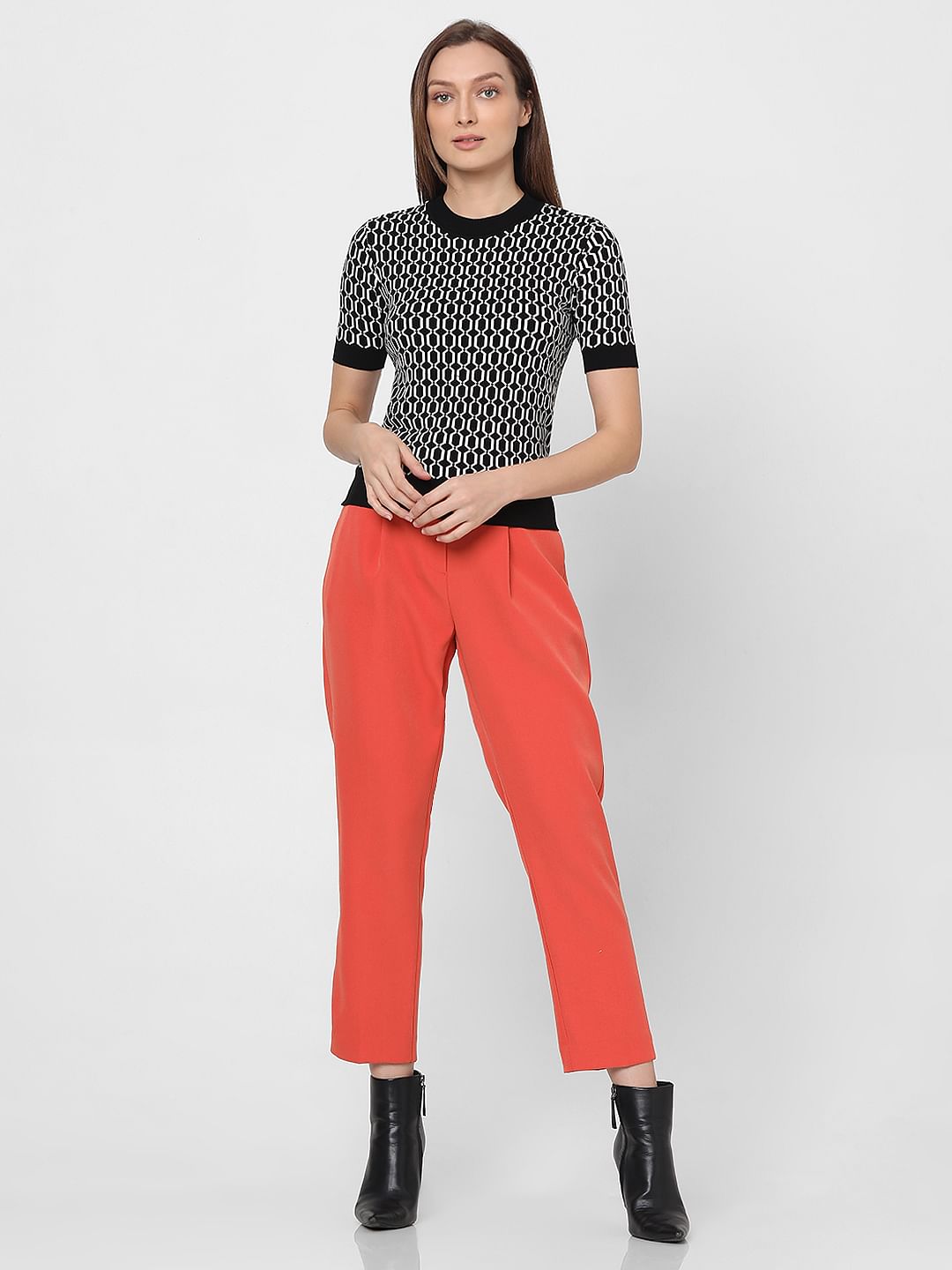 Black Printed Knit Top