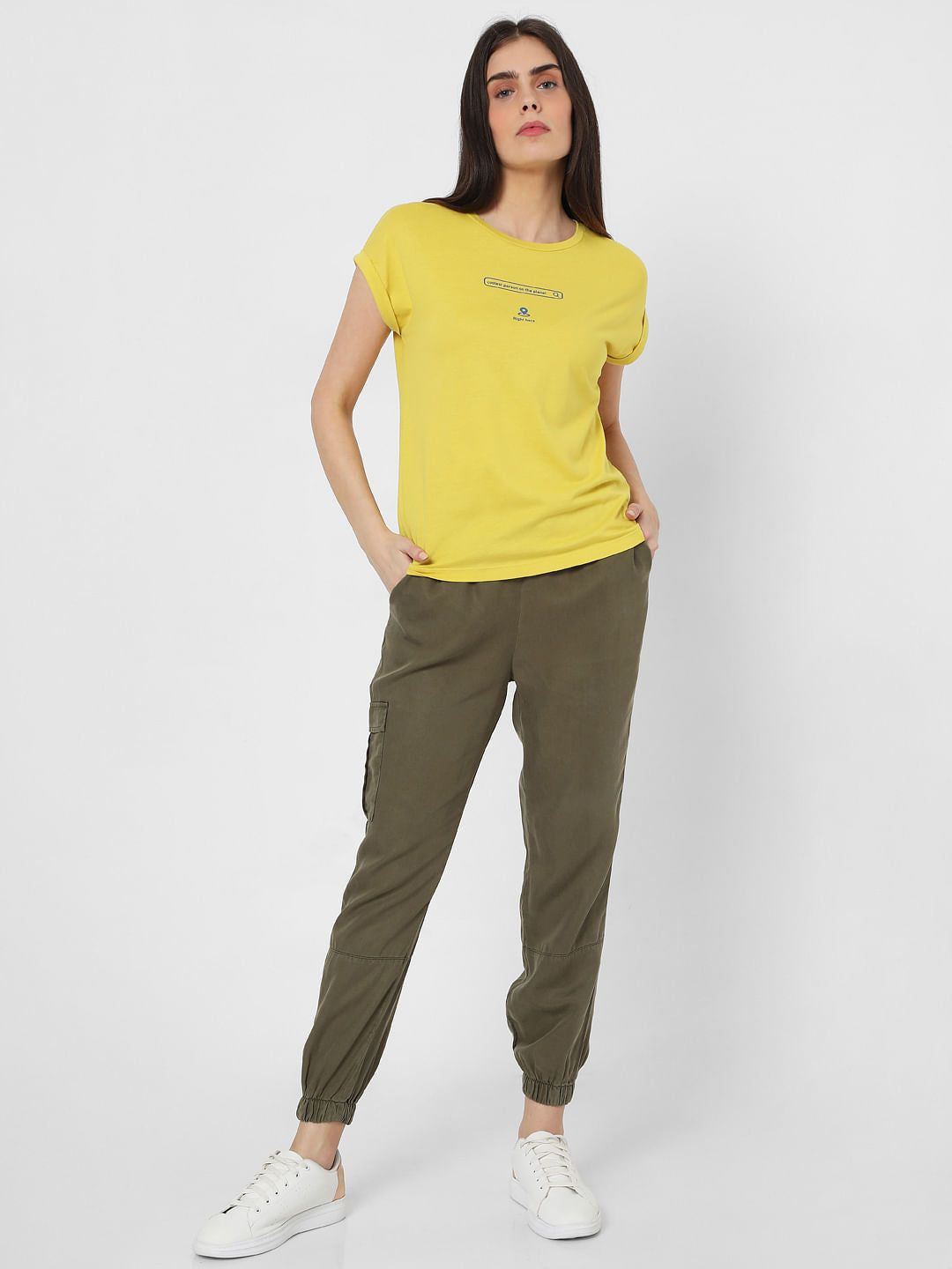 Yellow Slogan Print T-Shirt