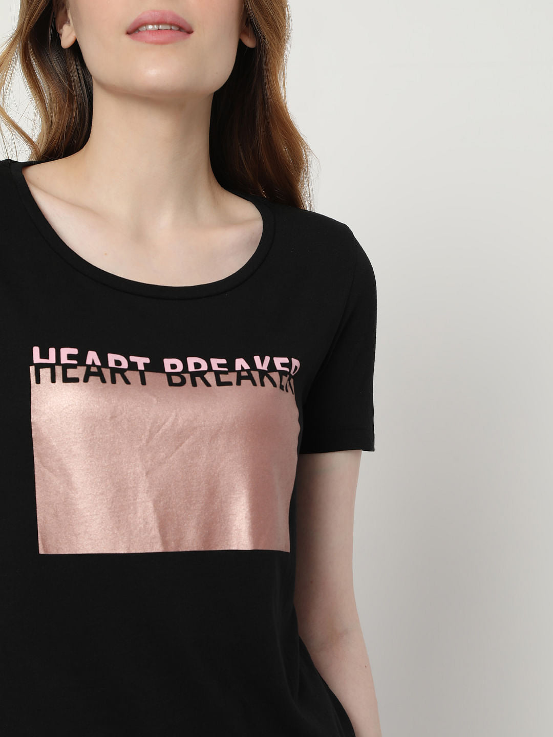 Black Typographic Foil Print T-Shirt