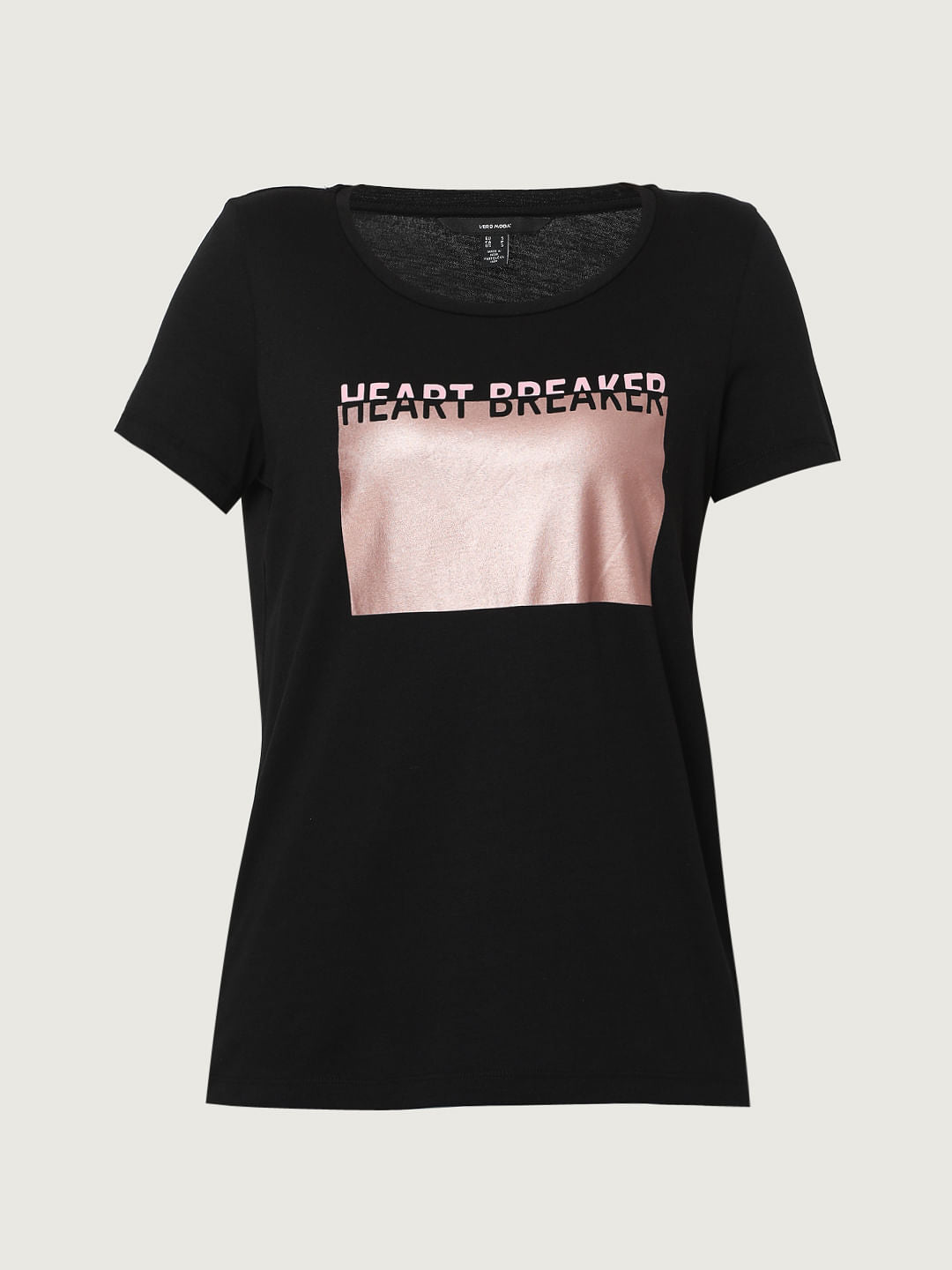 Black Typographic Foil Print T-Shirt