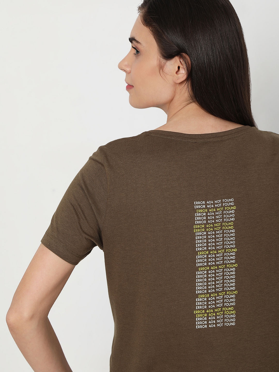 Brown Slogan Print T-Shirt