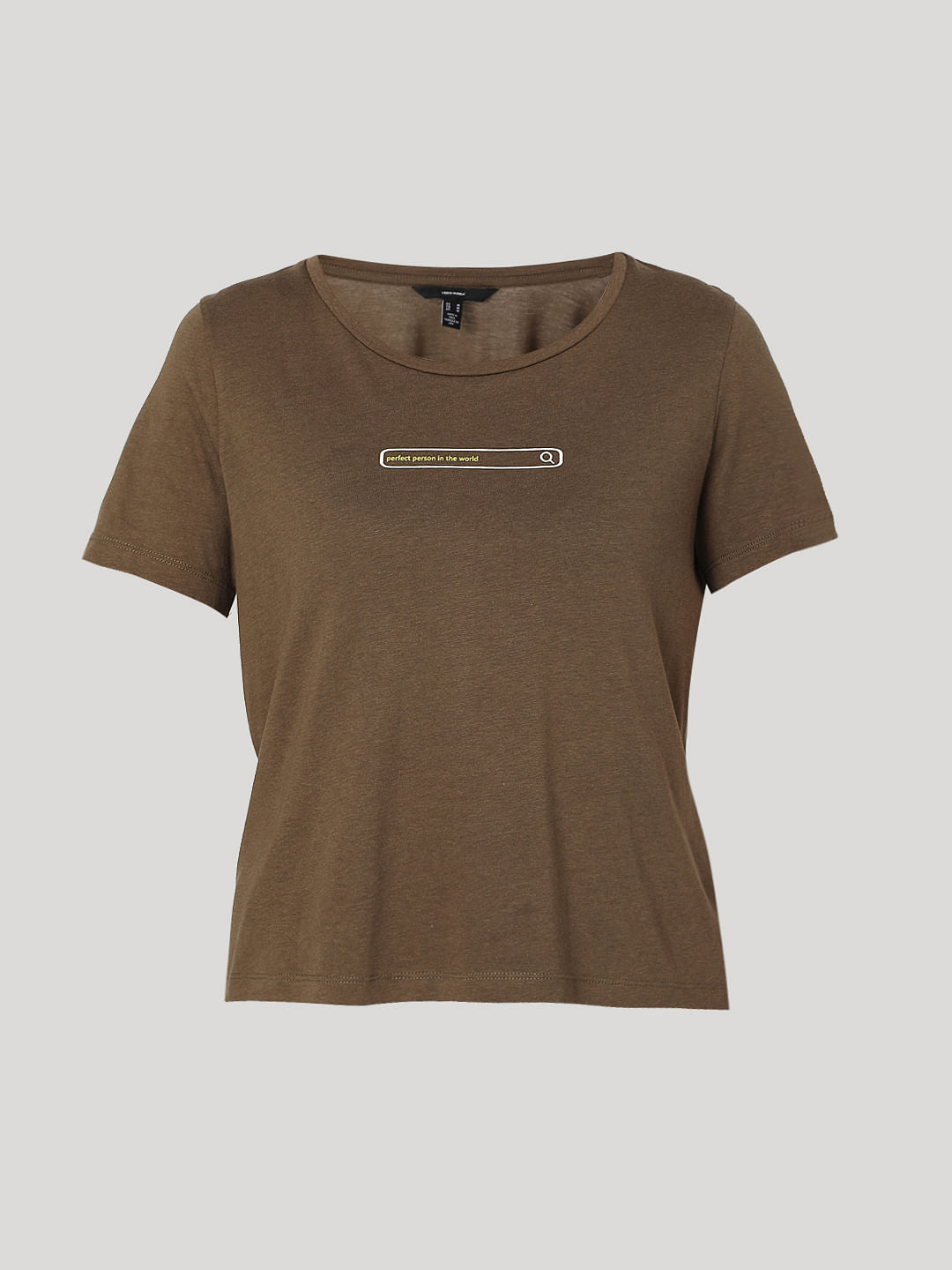 Brown Slogan Print T-Shirt