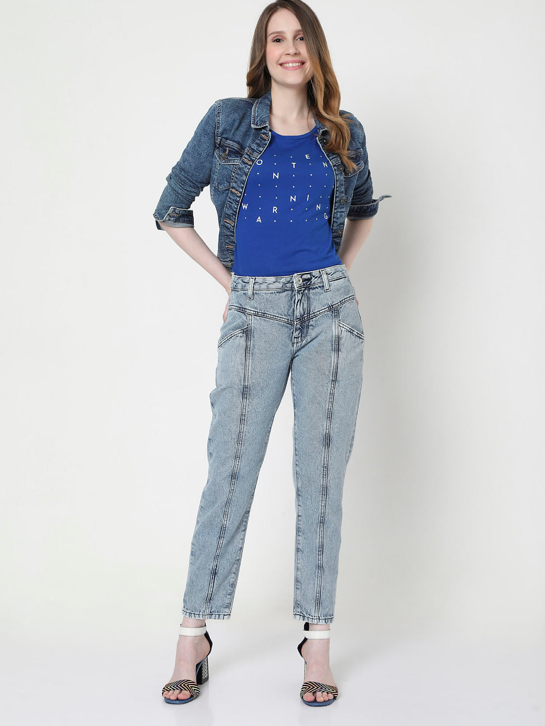 Blue Typographic Print T-Shirt