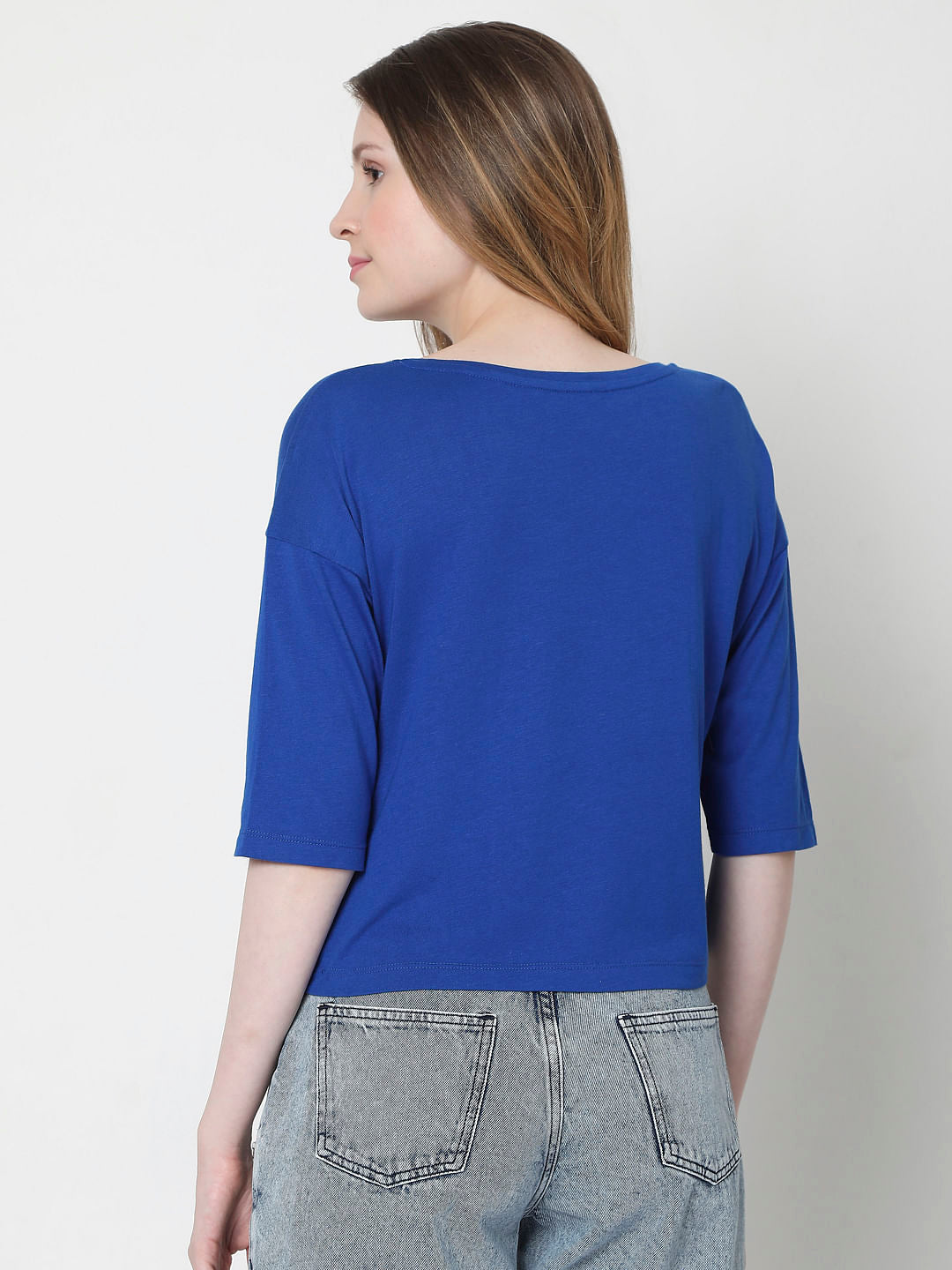 Blue Typographic Print T-Shirt