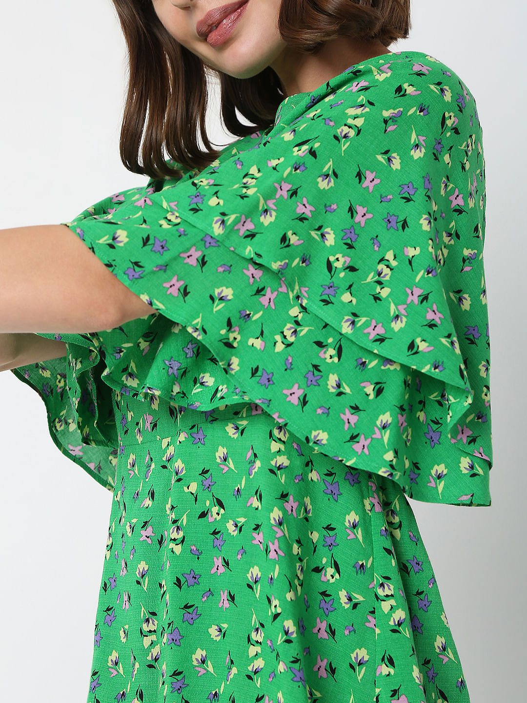 Green Flared Sleeves Top