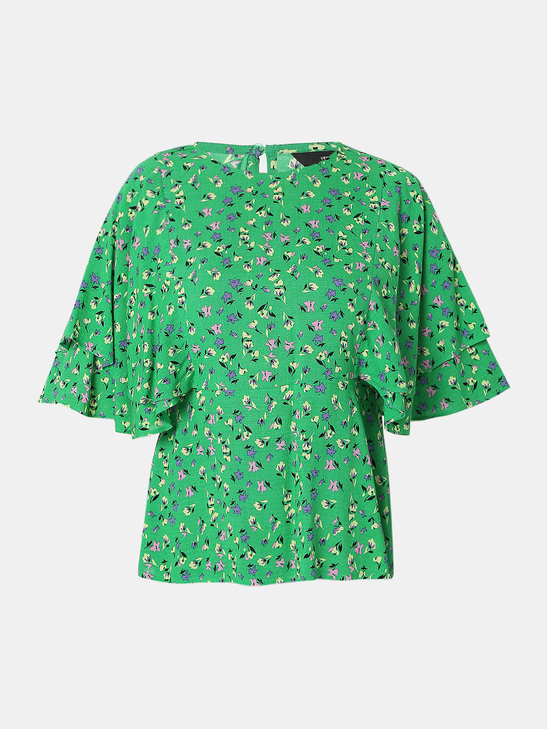 Green Flared Sleeves Top
