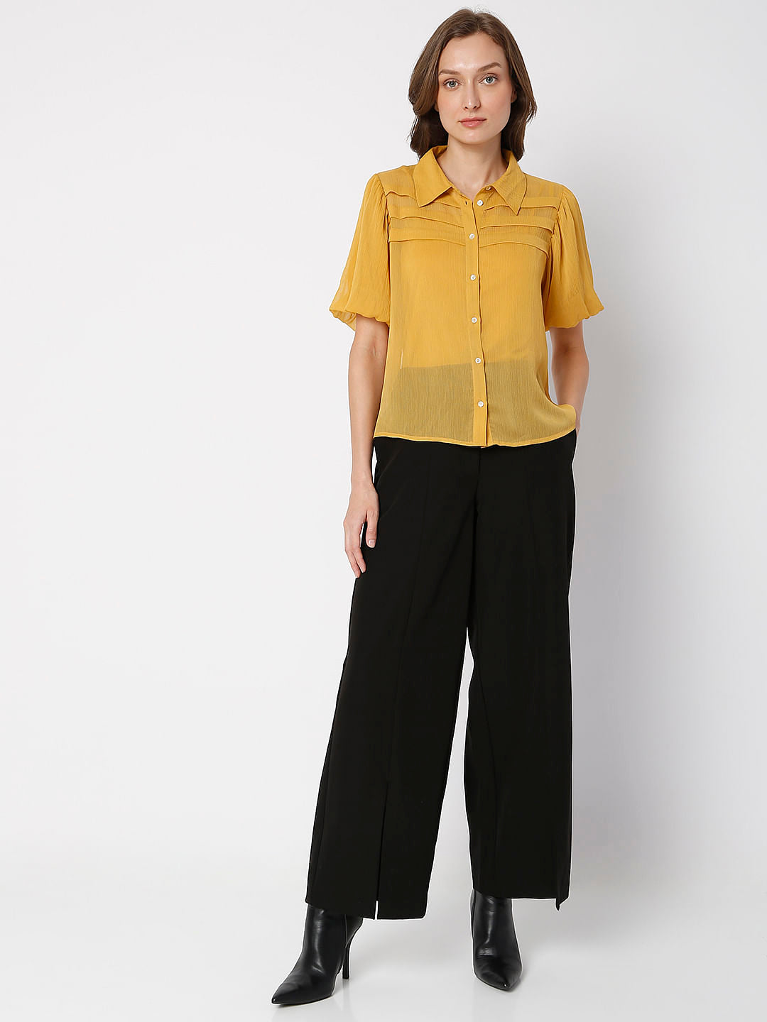 Golden Pleated Top