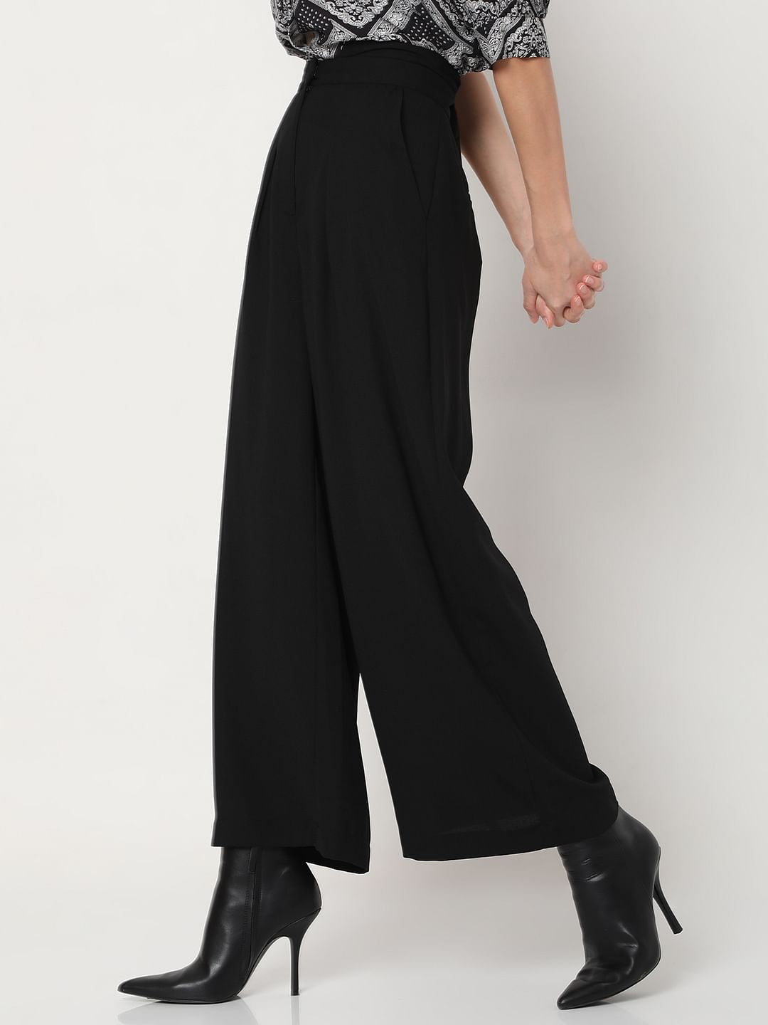 Black High Rise Wide Leg Pants