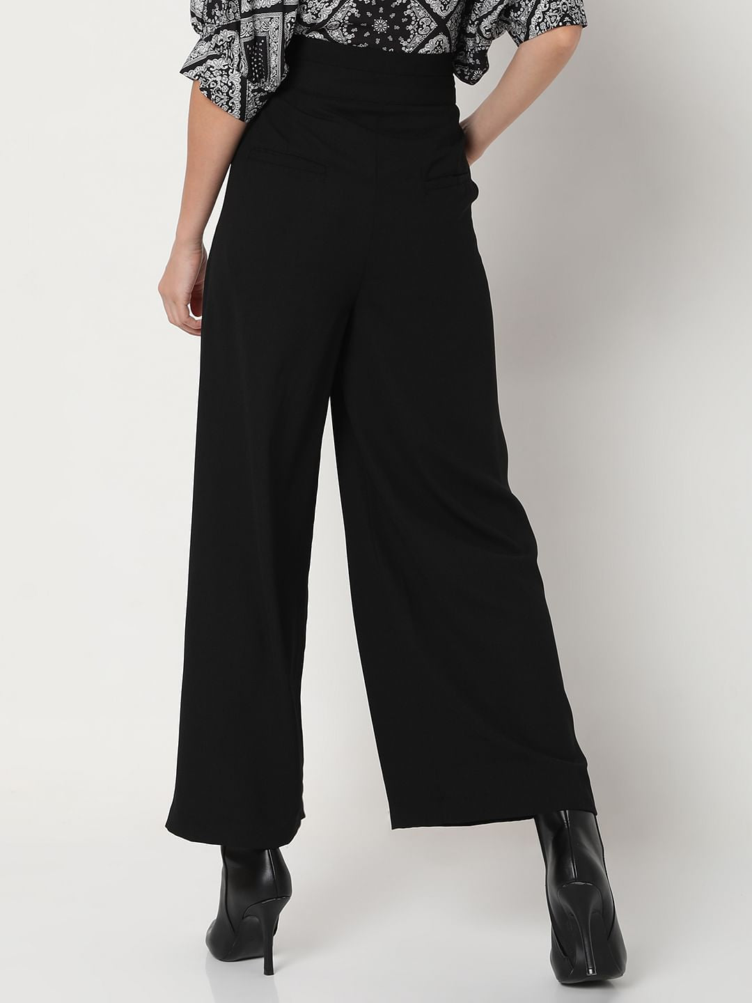 Black High Rise Wide Leg Pants