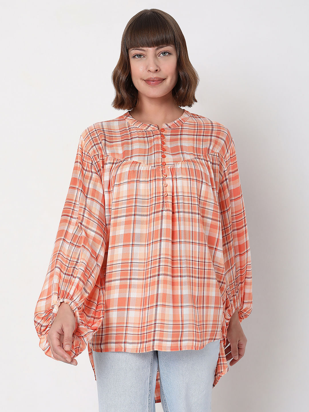 Orange Checked Top