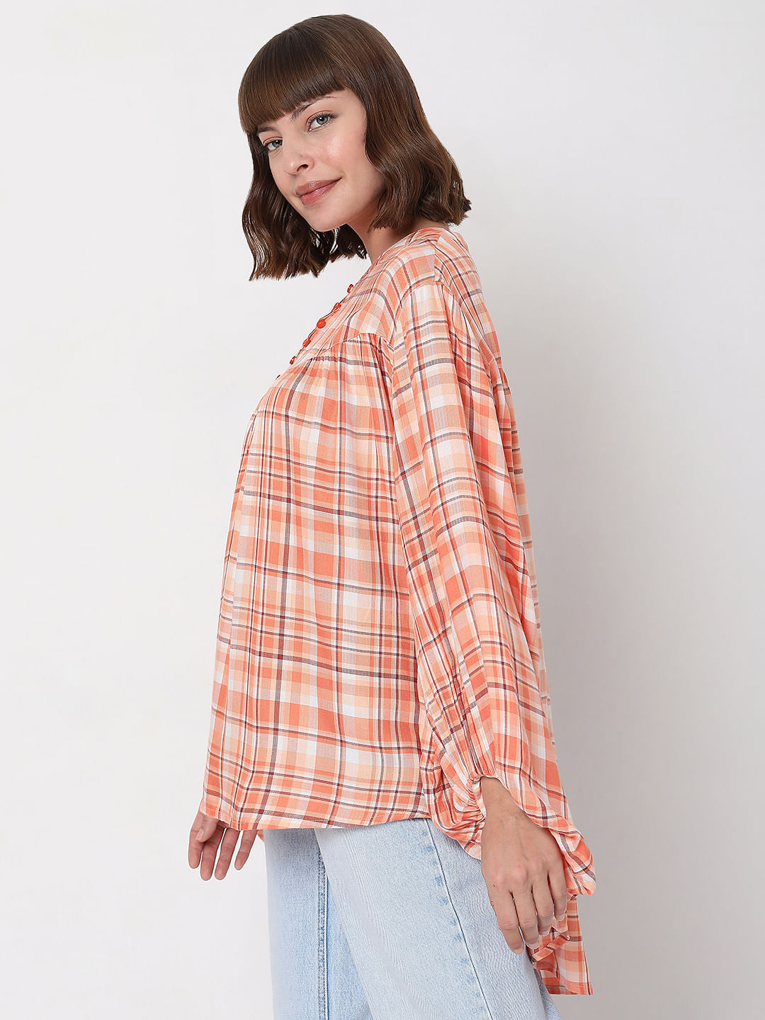 Orange Checked Top