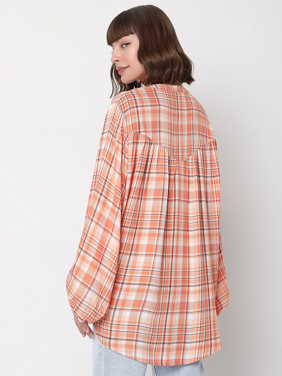 Orange Checked Top