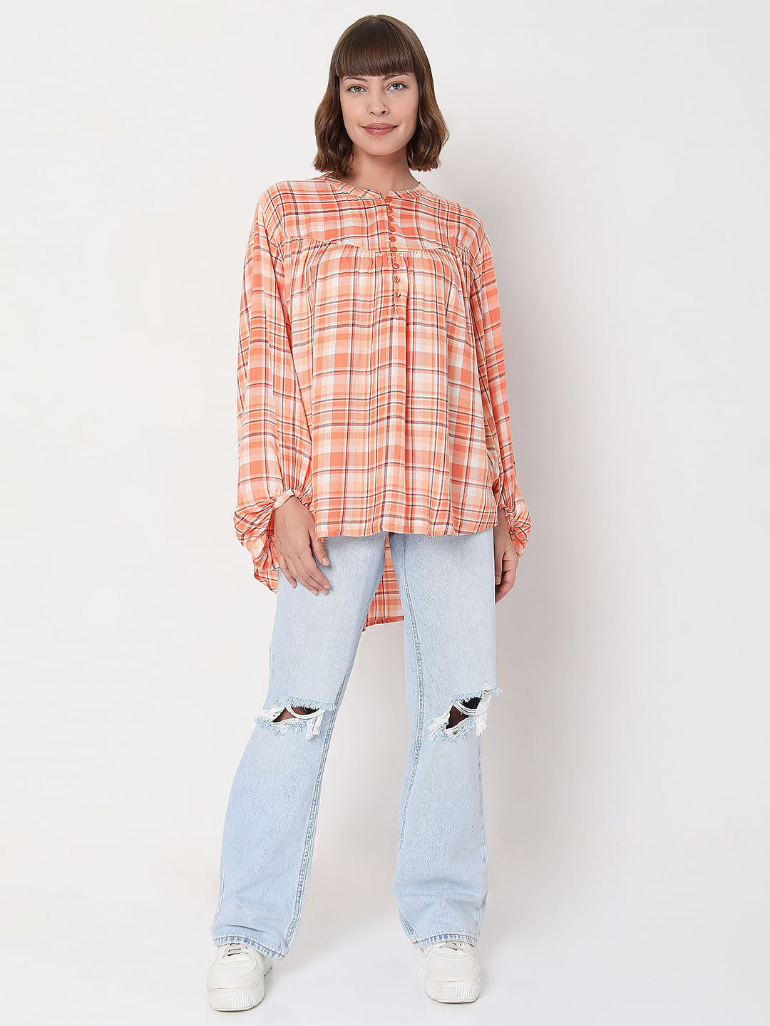 Orange Checked Top