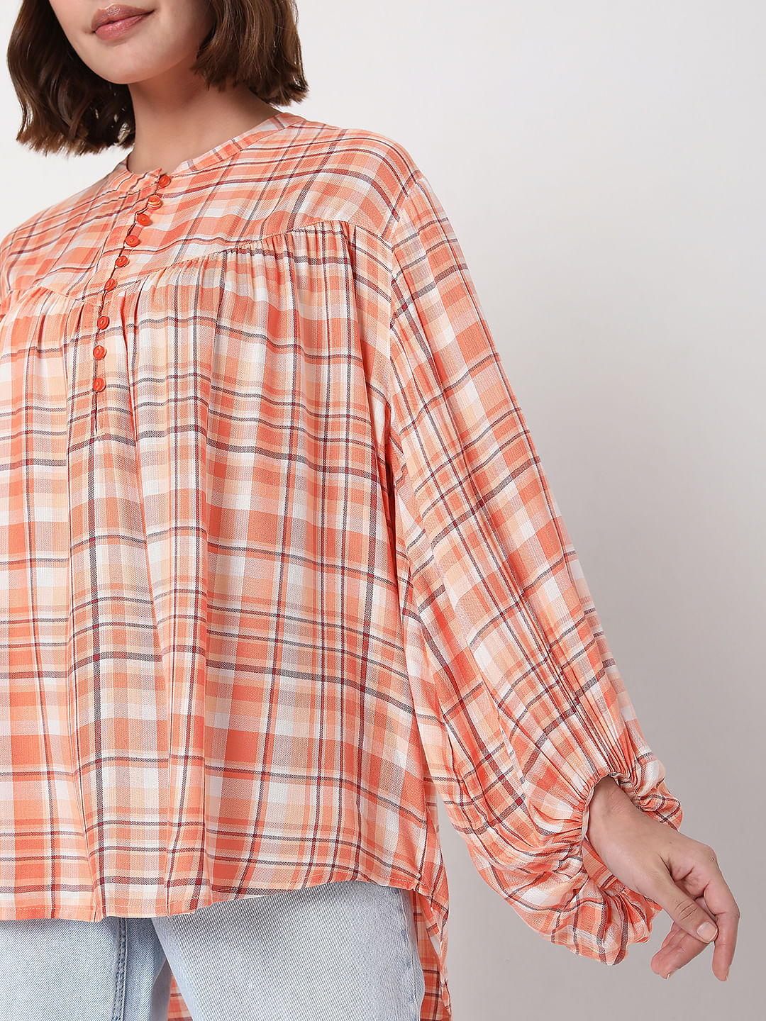 Orange Checked Top