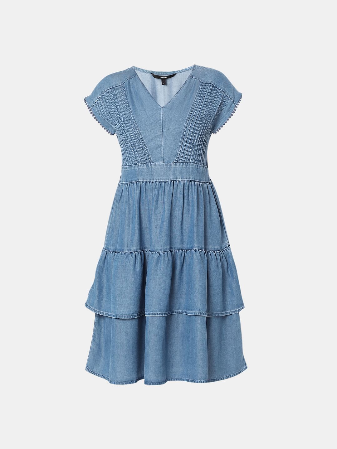 Blue Fit & Flare Denim Dress