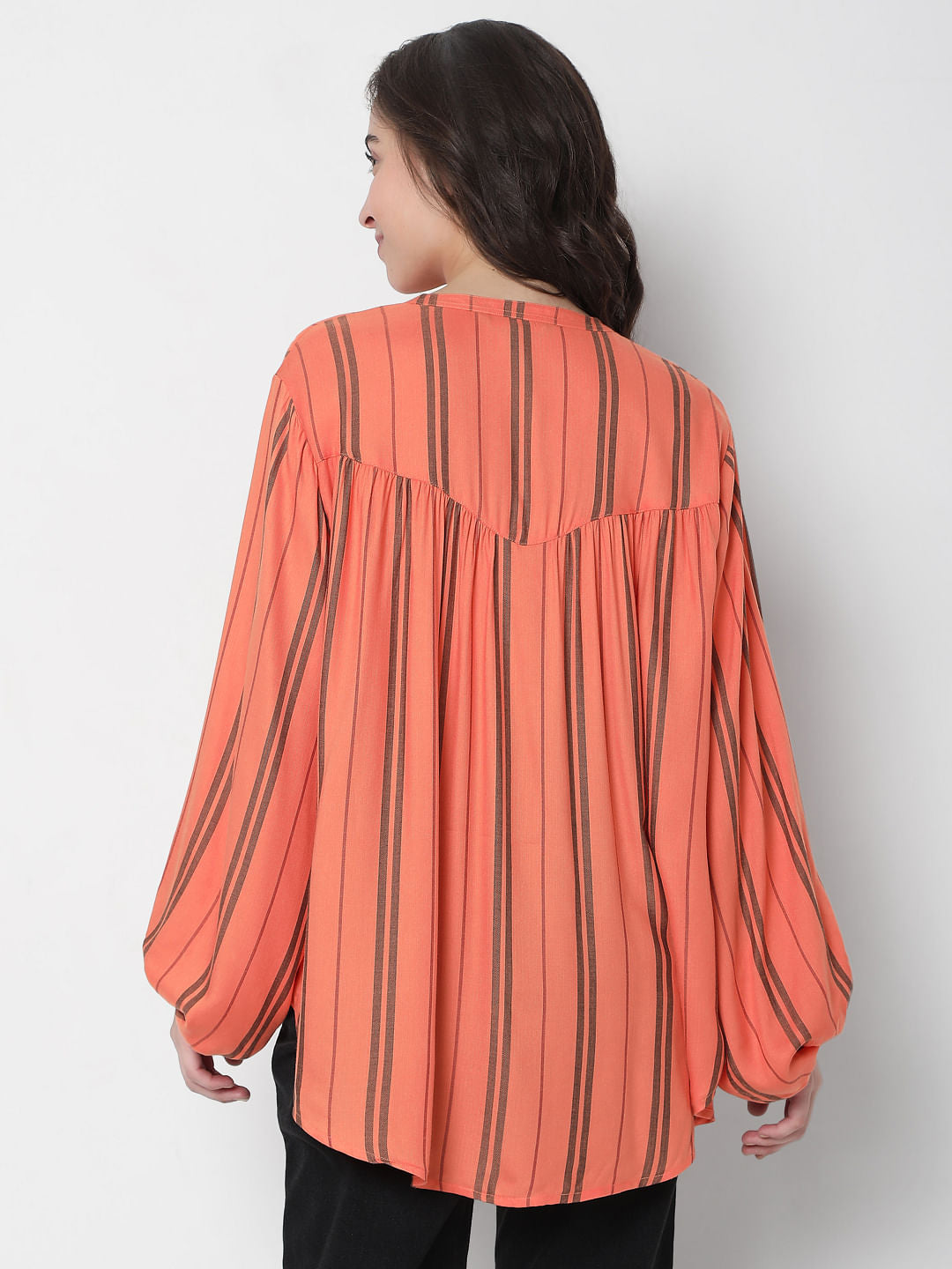 Coral Striped Top