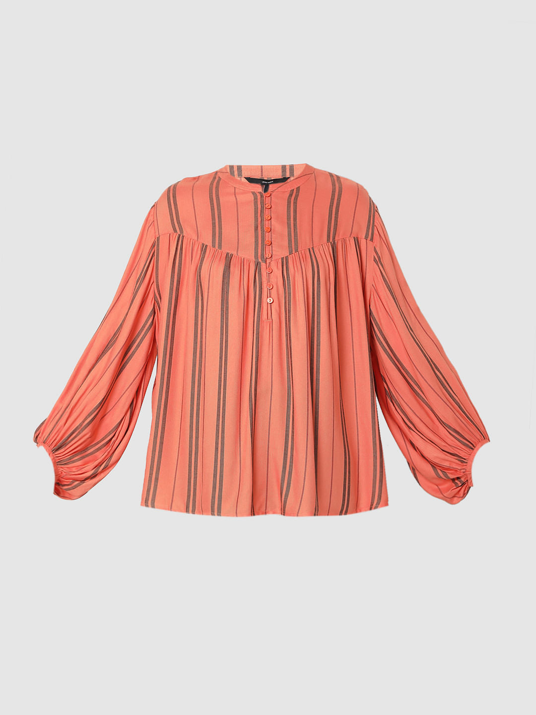 Coral Striped Top