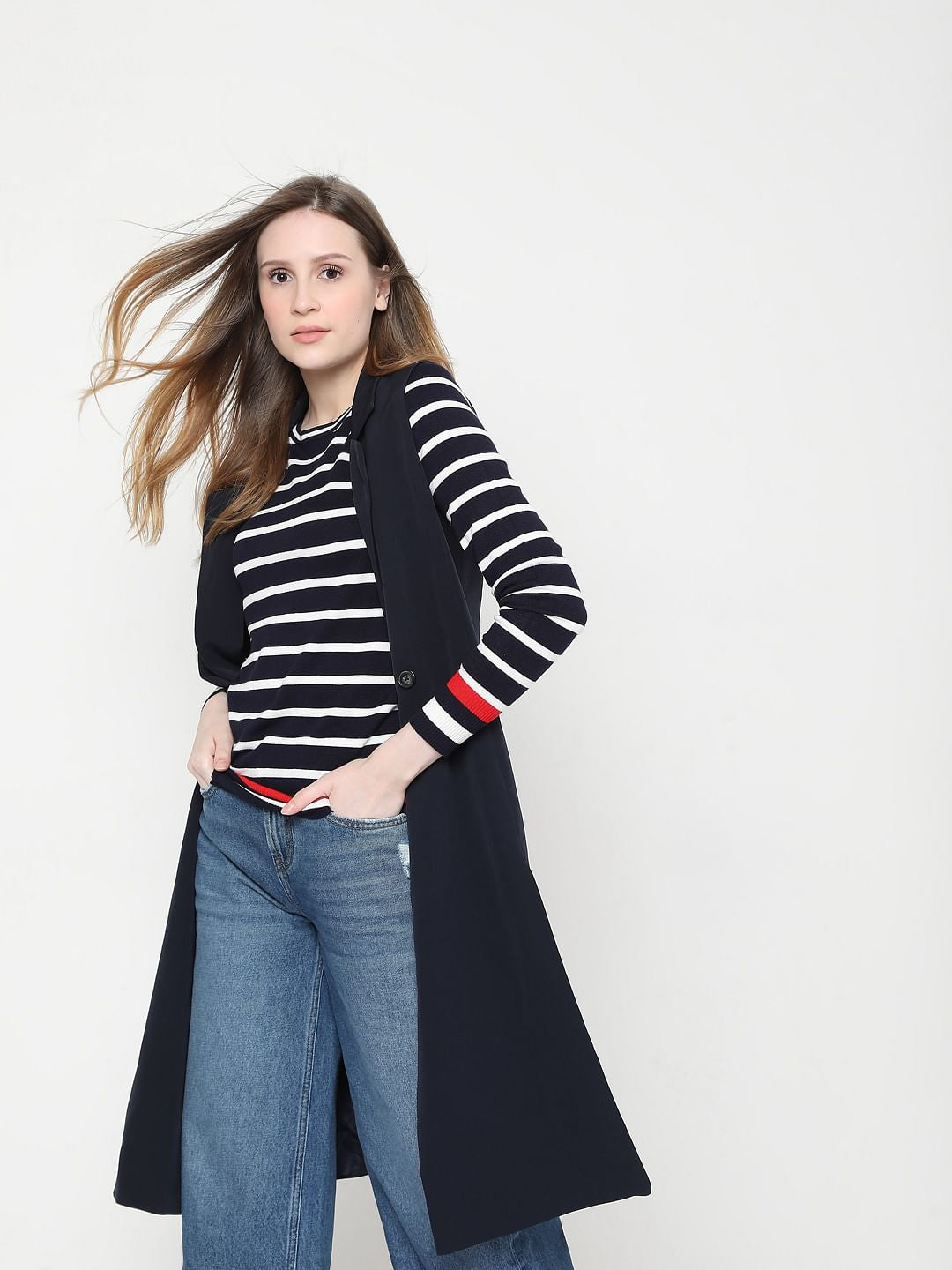 Dark Blue Striped Pullover