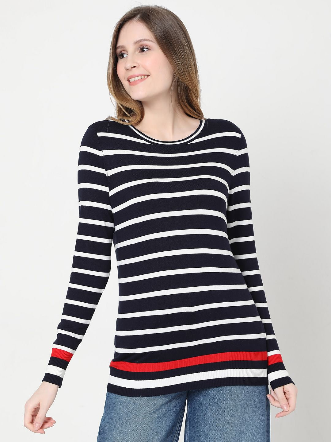 Dark Blue Striped Pullover