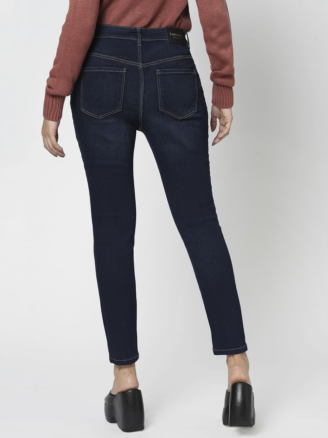 I.Scenery By Vero Moda Dark Blue Mid Rise Wendy Skinny Jeans