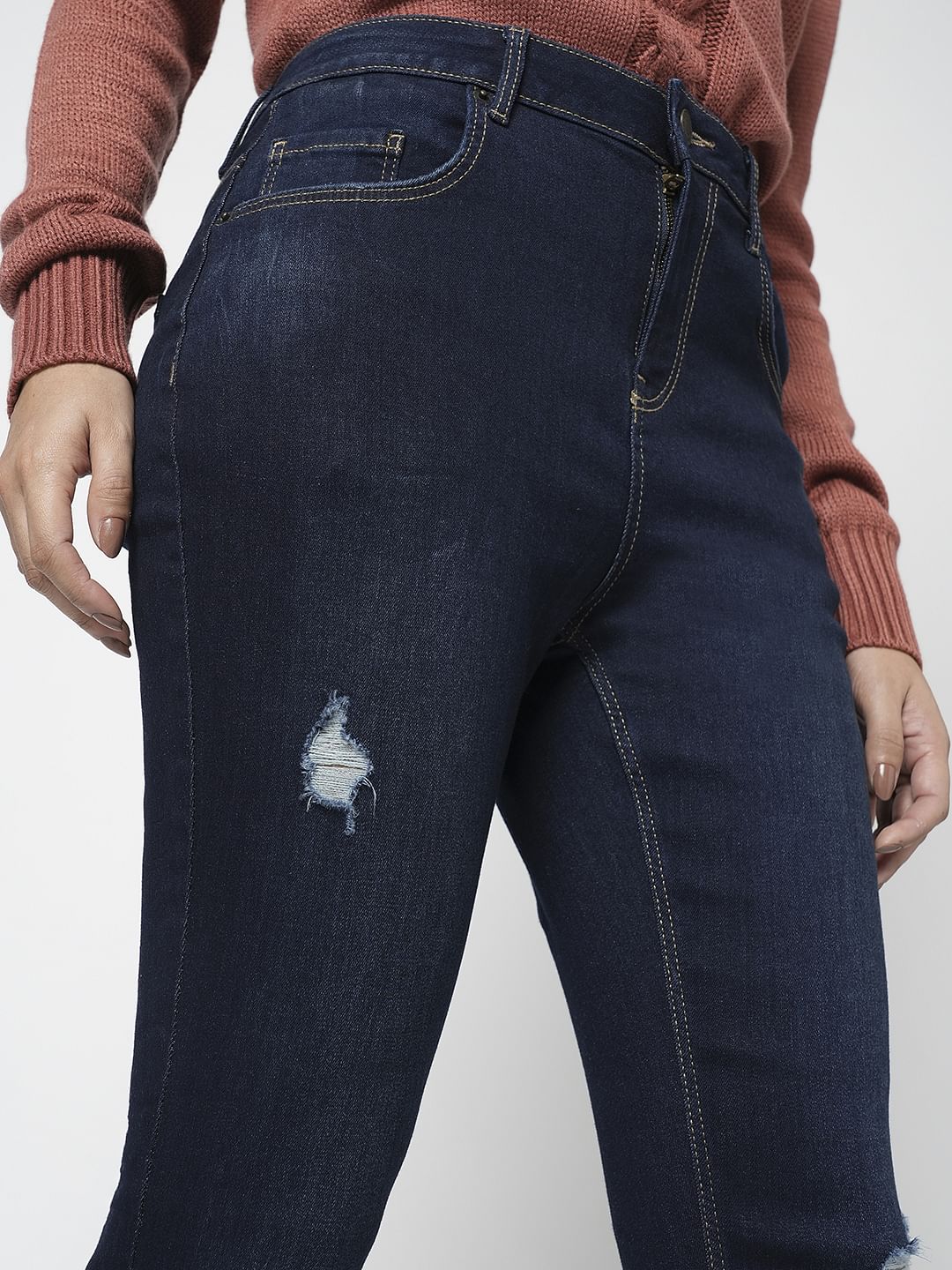 I.Scenery By Vero Moda Dark Blue Mid Rise Wendy Skinny Jeans
