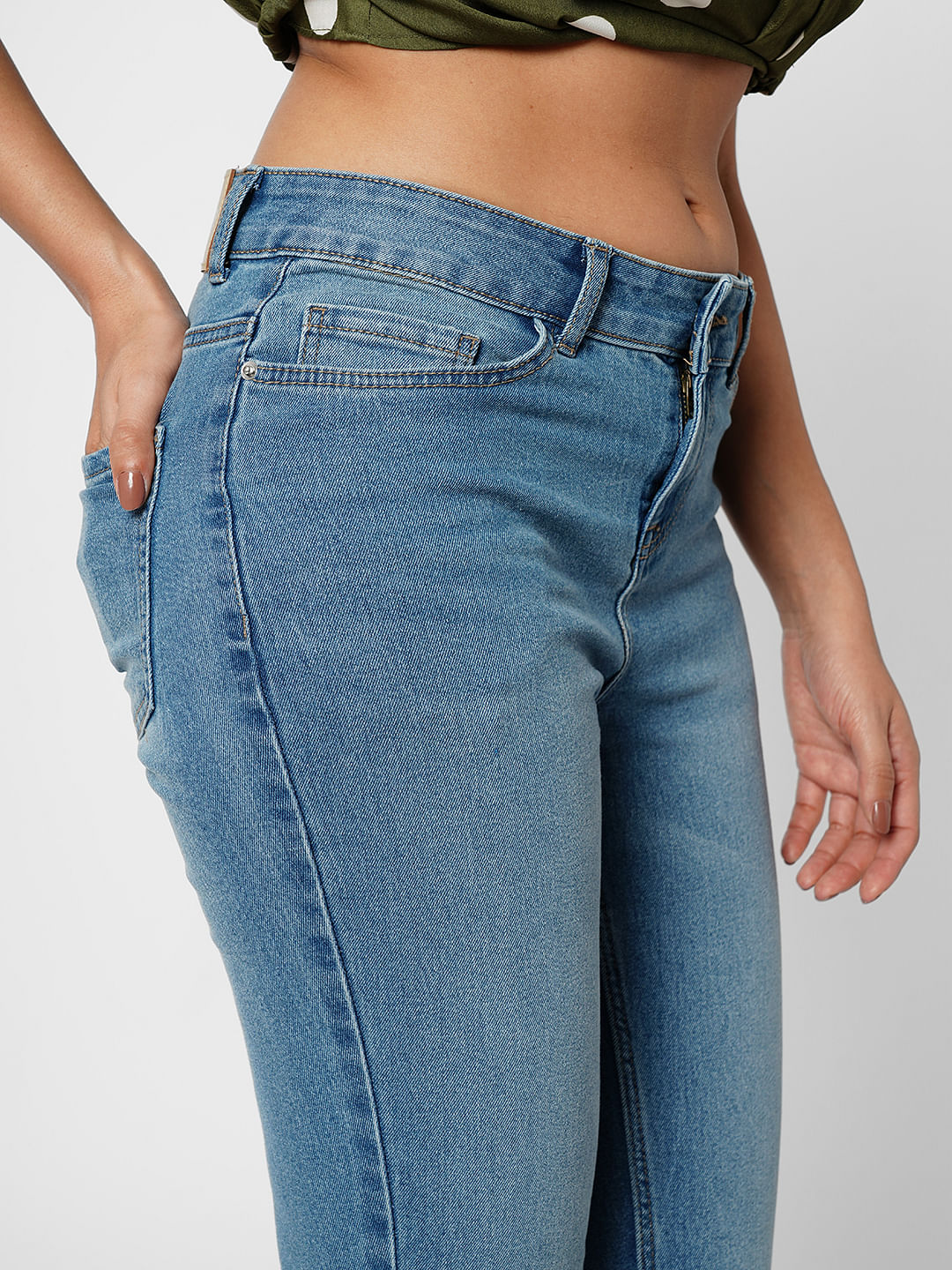 I.Scenery By Vero Moda Blue Mid Rise Wendy Skinny Jeans