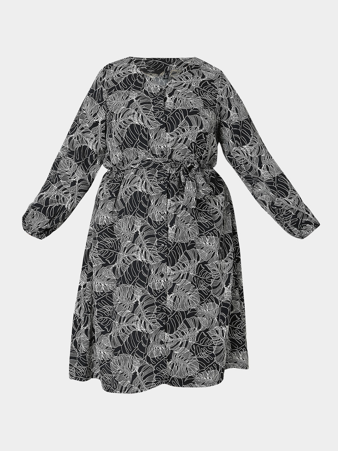 Curve Black Printed Shift Dress