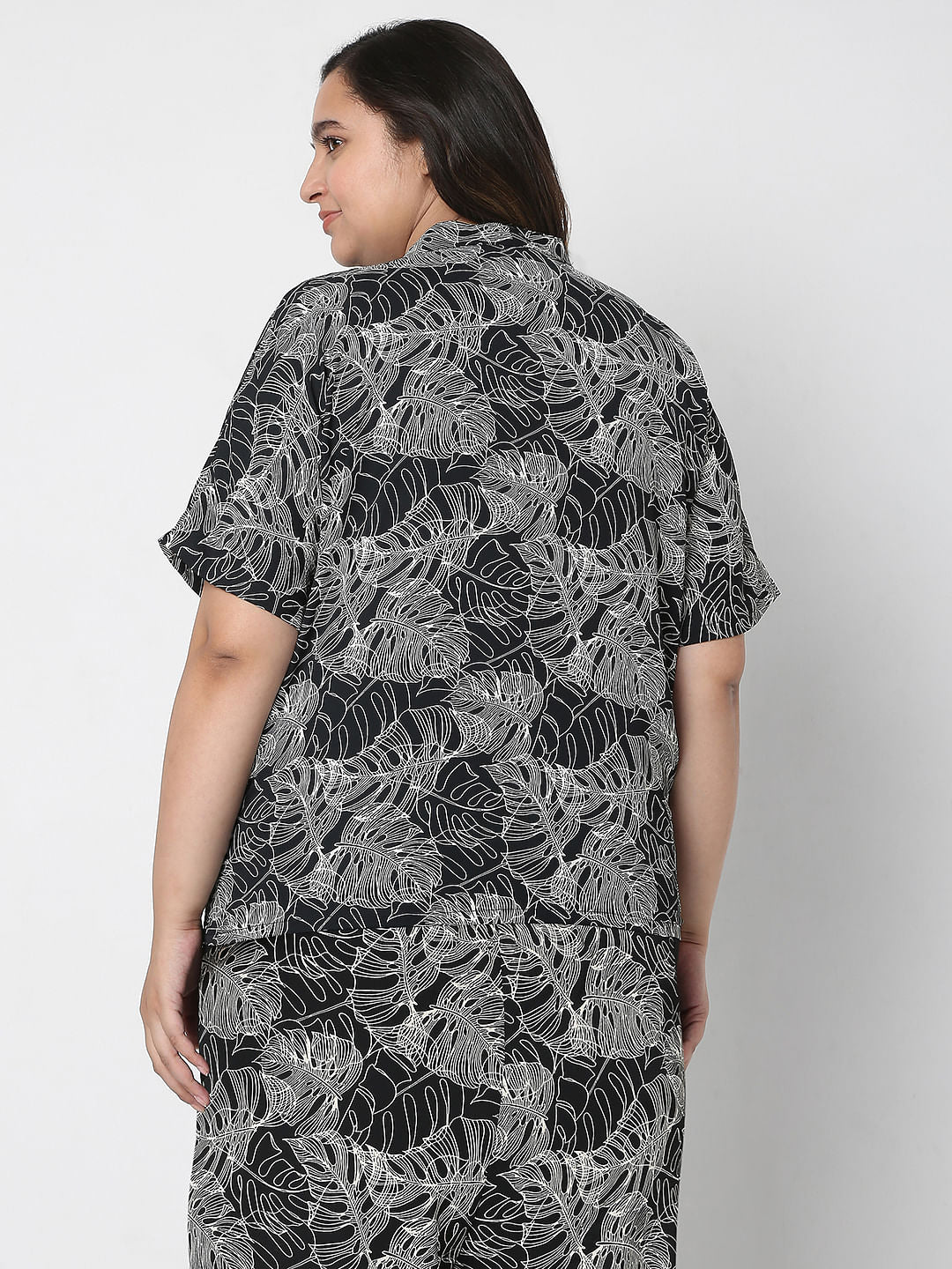 Curve Black Printed Co-Ord Set Top