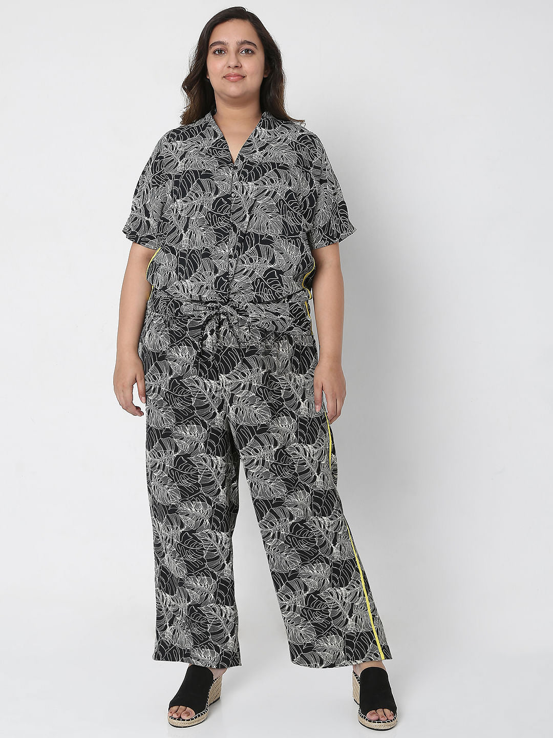 Curve Black Printed Co-Ord Set Top