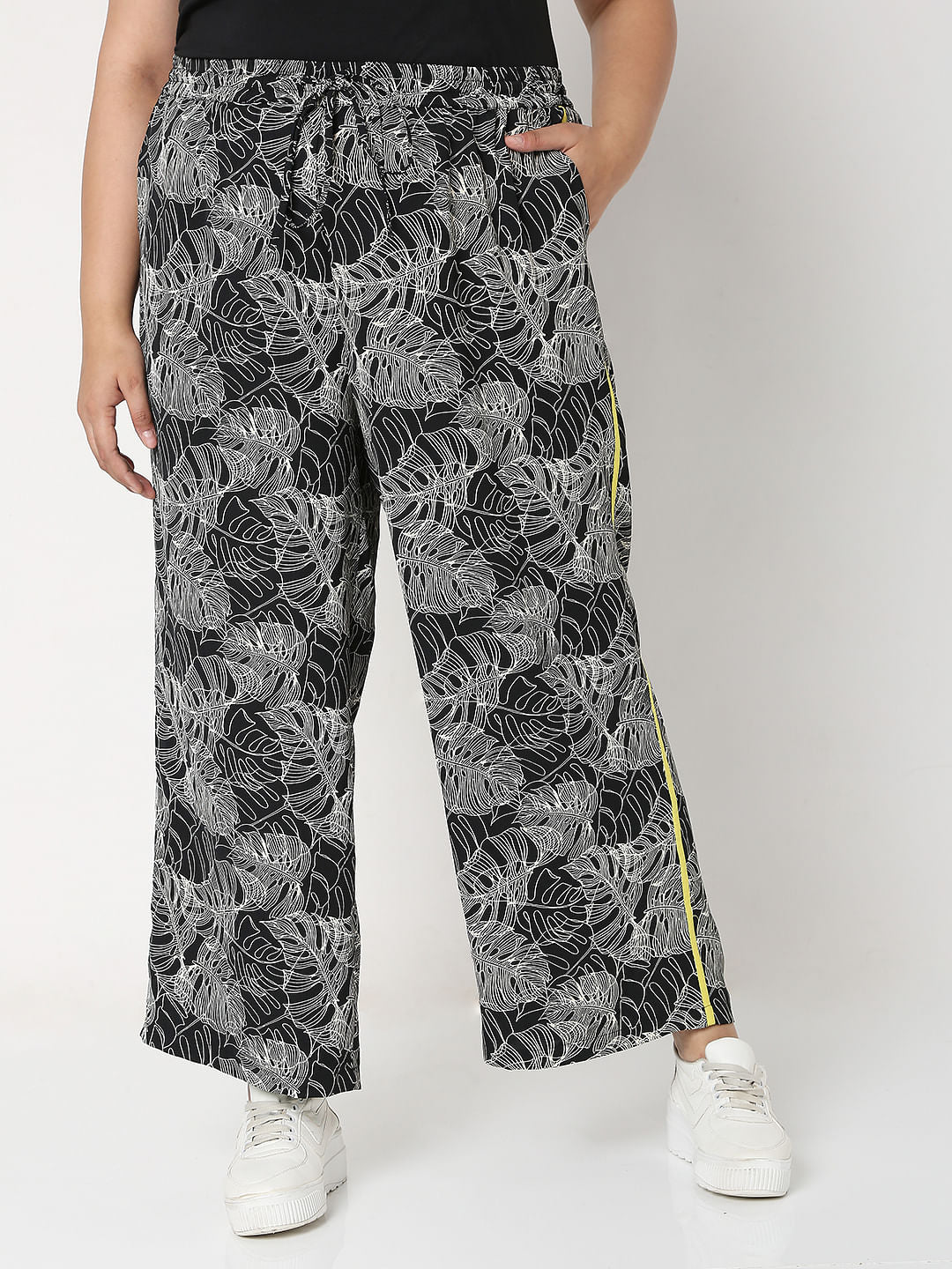 Curve Black Printed Co-Ord Set Pants