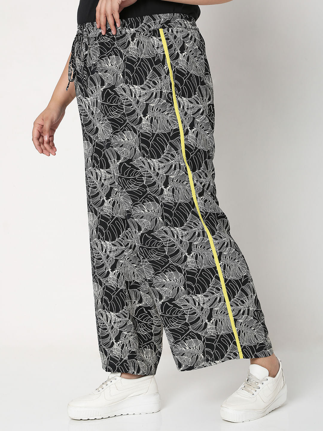 Curve Black Printed Co-Ord Set Pants