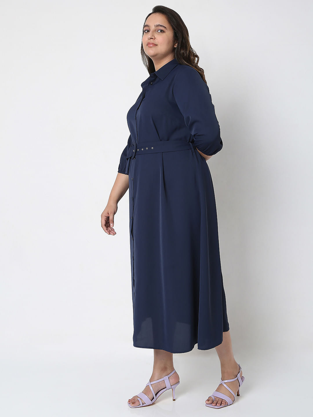 Curve Blue Maxi Shirt Dress