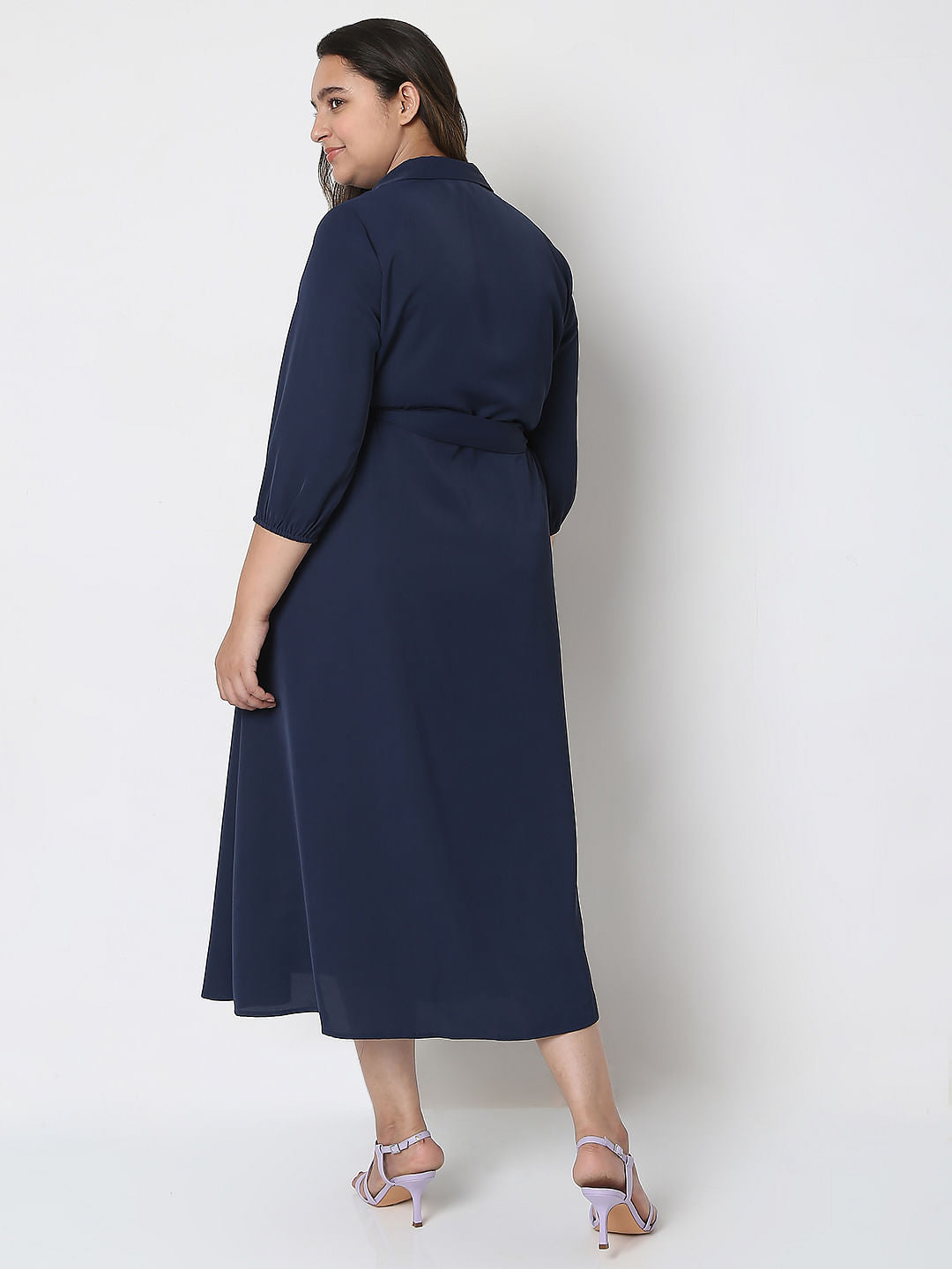 Curve Blue Maxi Shirt Dress