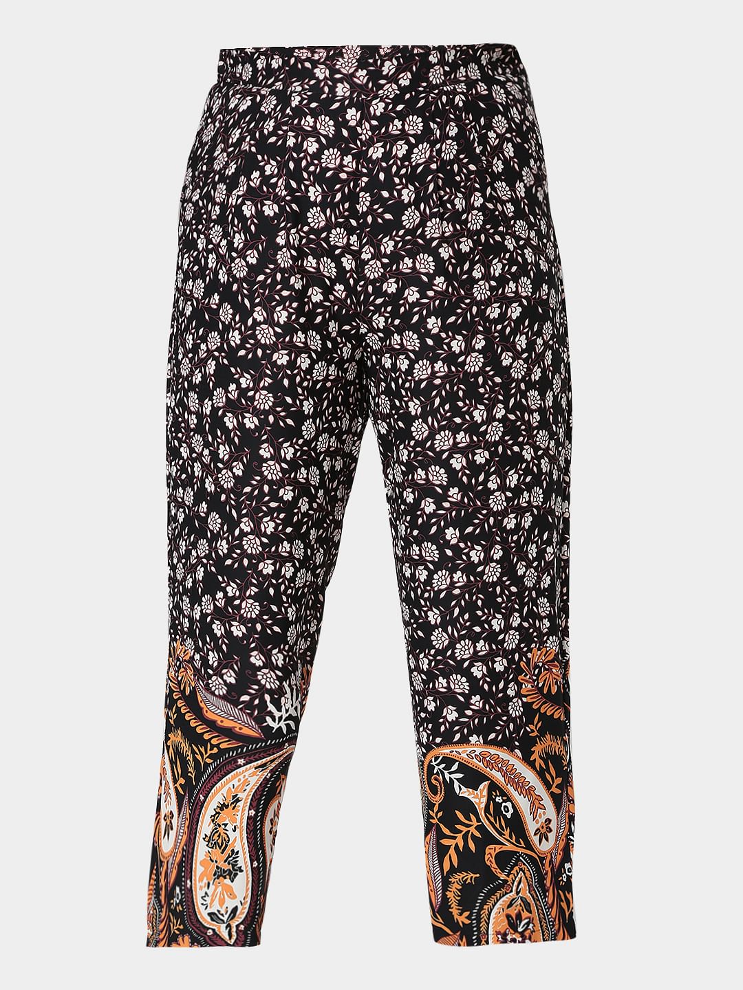 Curve Black High Waist Paisley Print Co-Ord Set Trousers