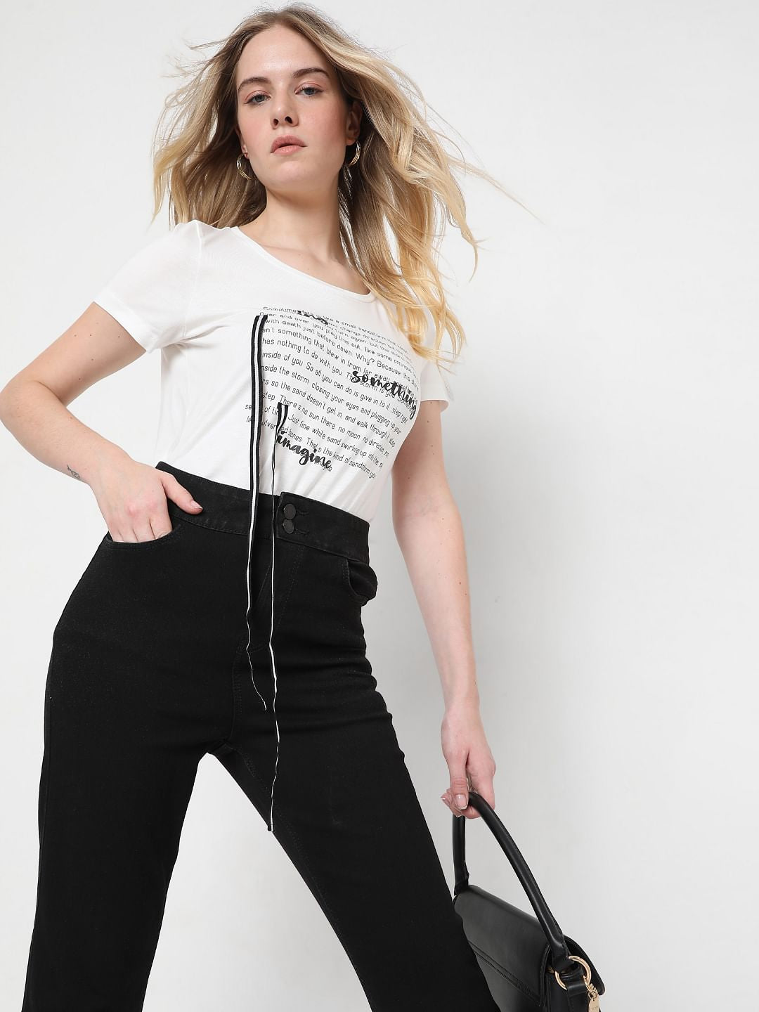 White Slogan Print T-Shirt