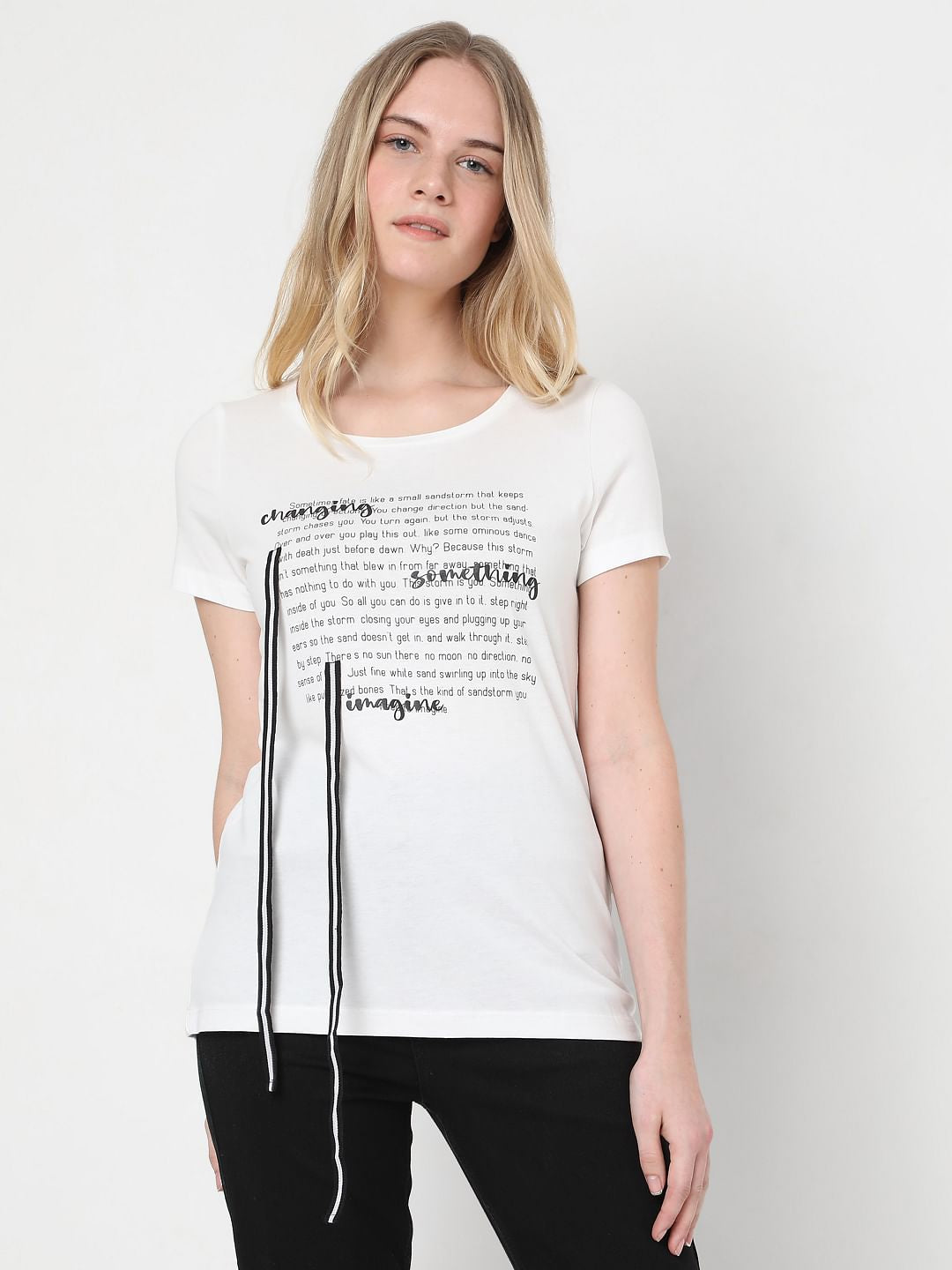 White Slogan Print T-Shirt