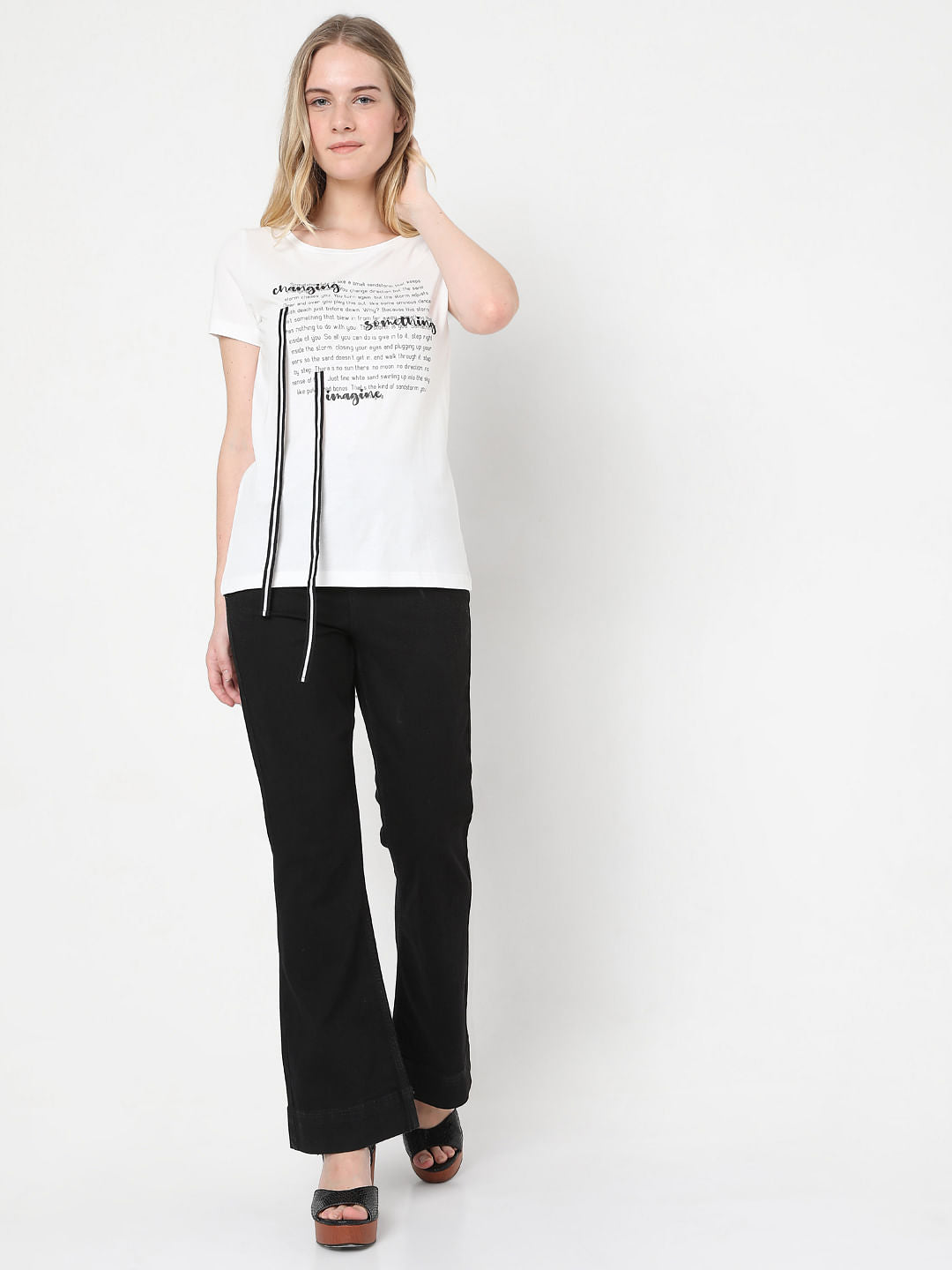 White Slogan Print T-Shirt