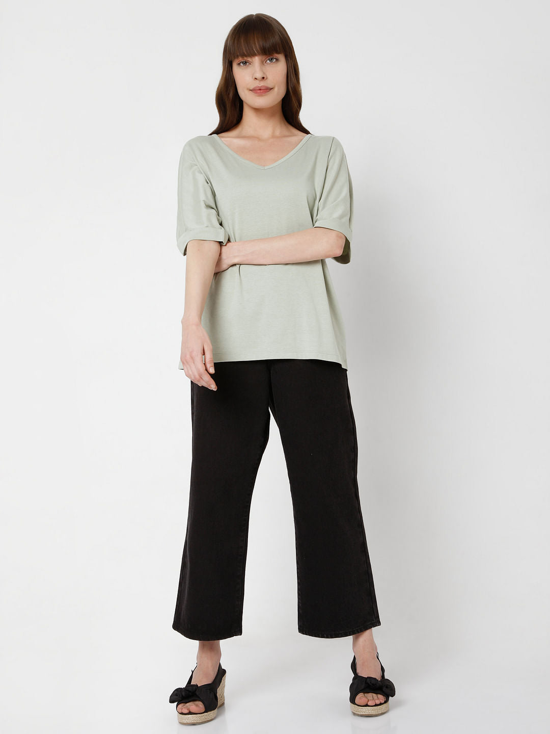 Green V Neck T-Shirt