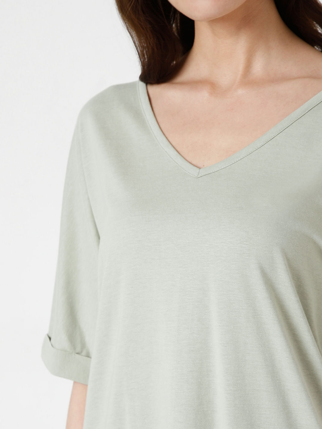 Green V Neck T-Shirt