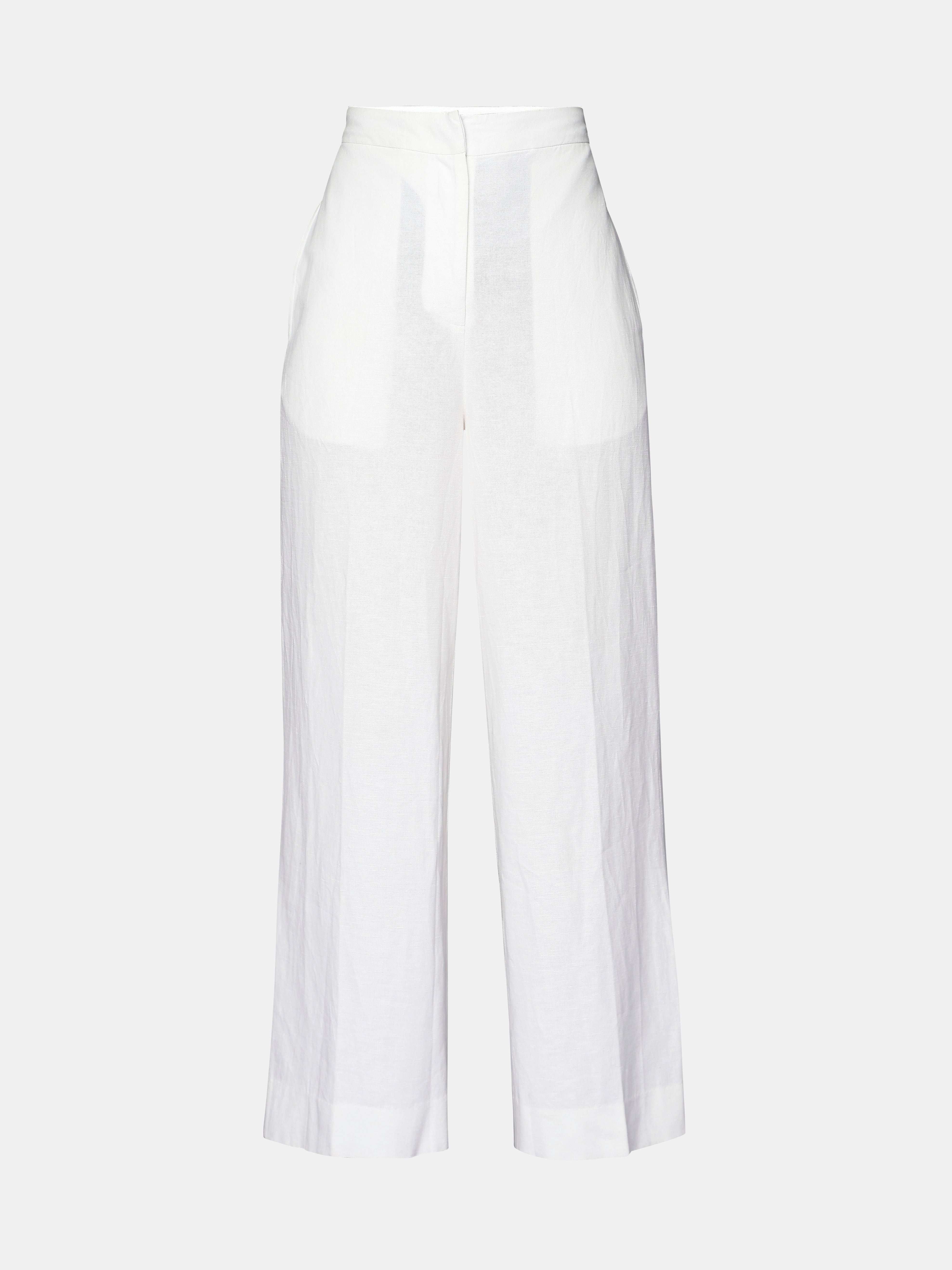 White Mid Rise Flared Pants