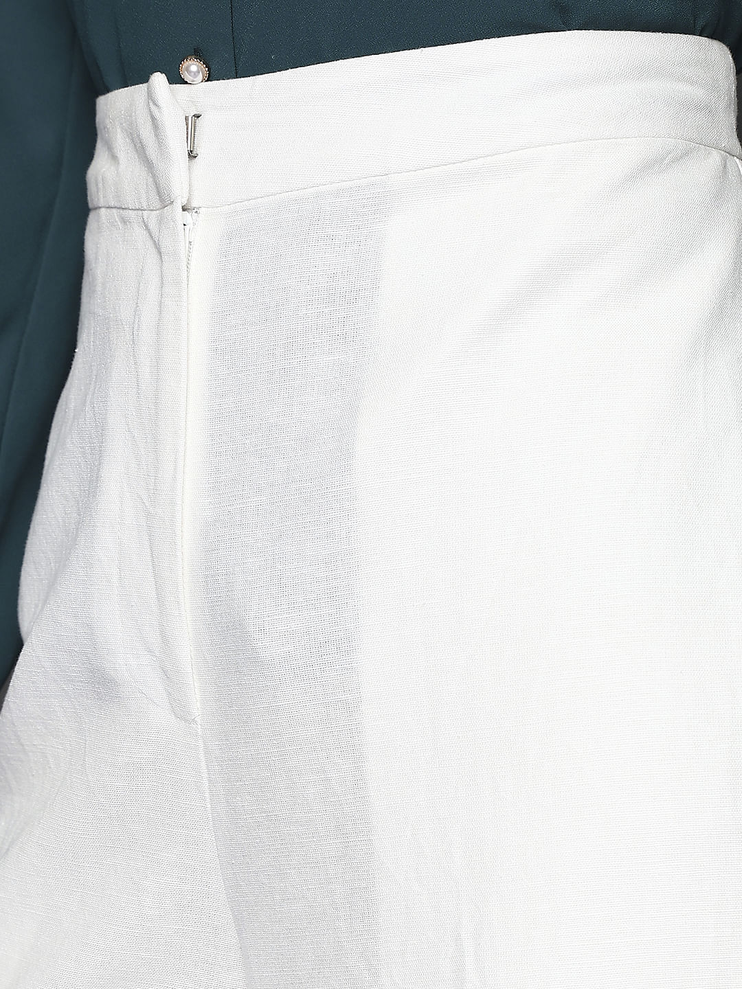 White Mid Rise Flared Pants