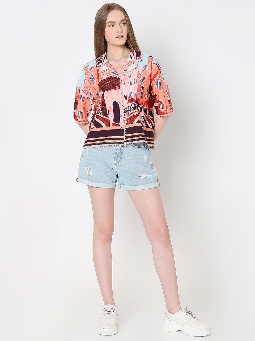 Pink Amalfi Coast Print Shirt
