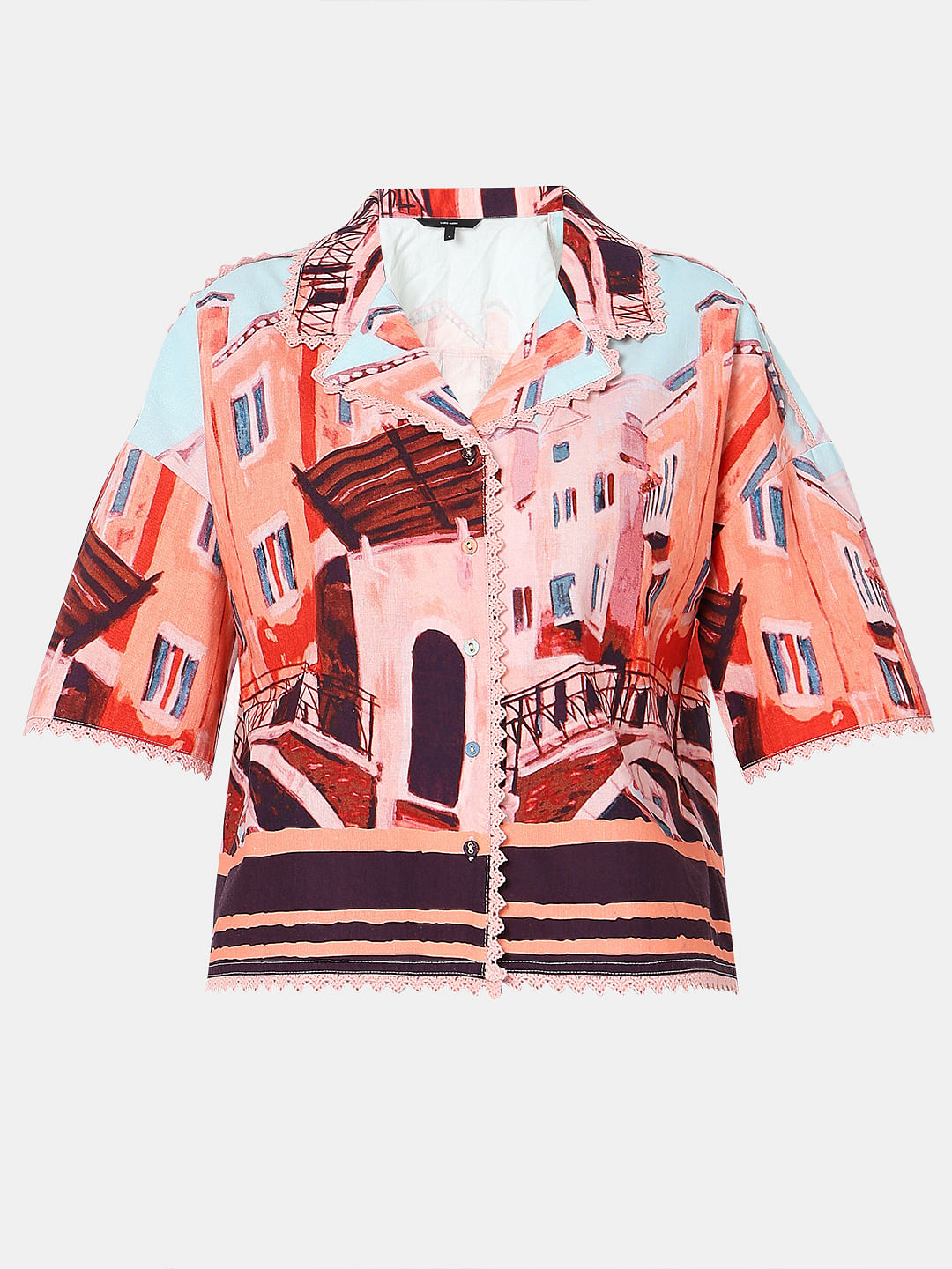 Pink Amalfi Coast Print Shirt