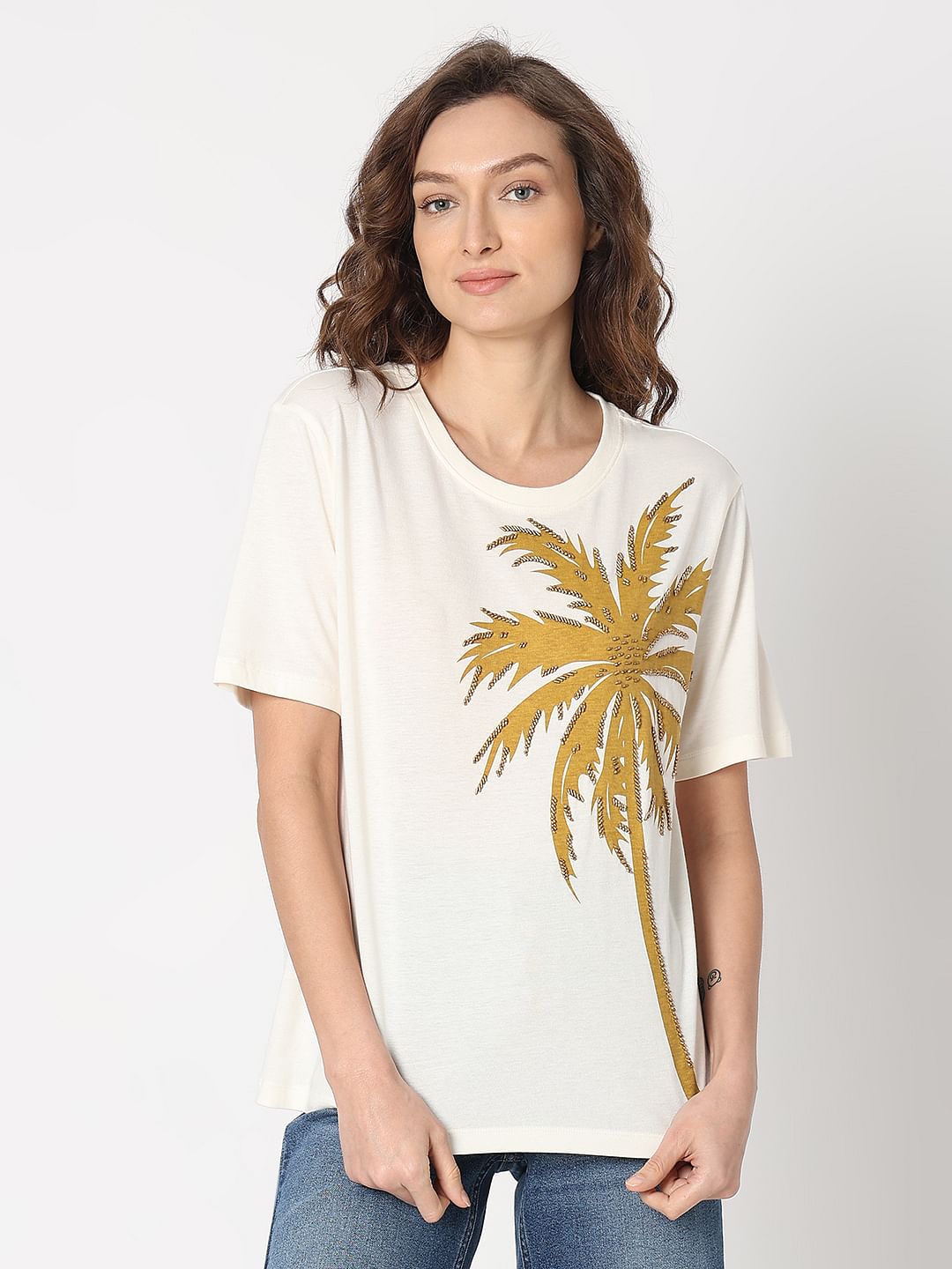 White Palm Print T-Shirt