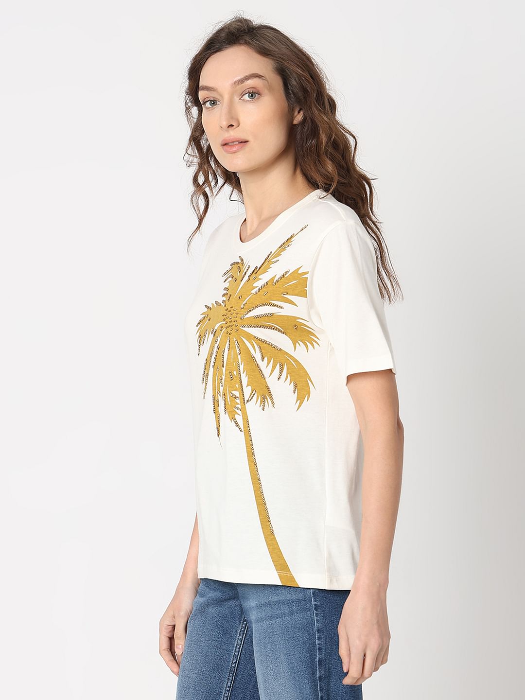 White Palm Print T-Shirt