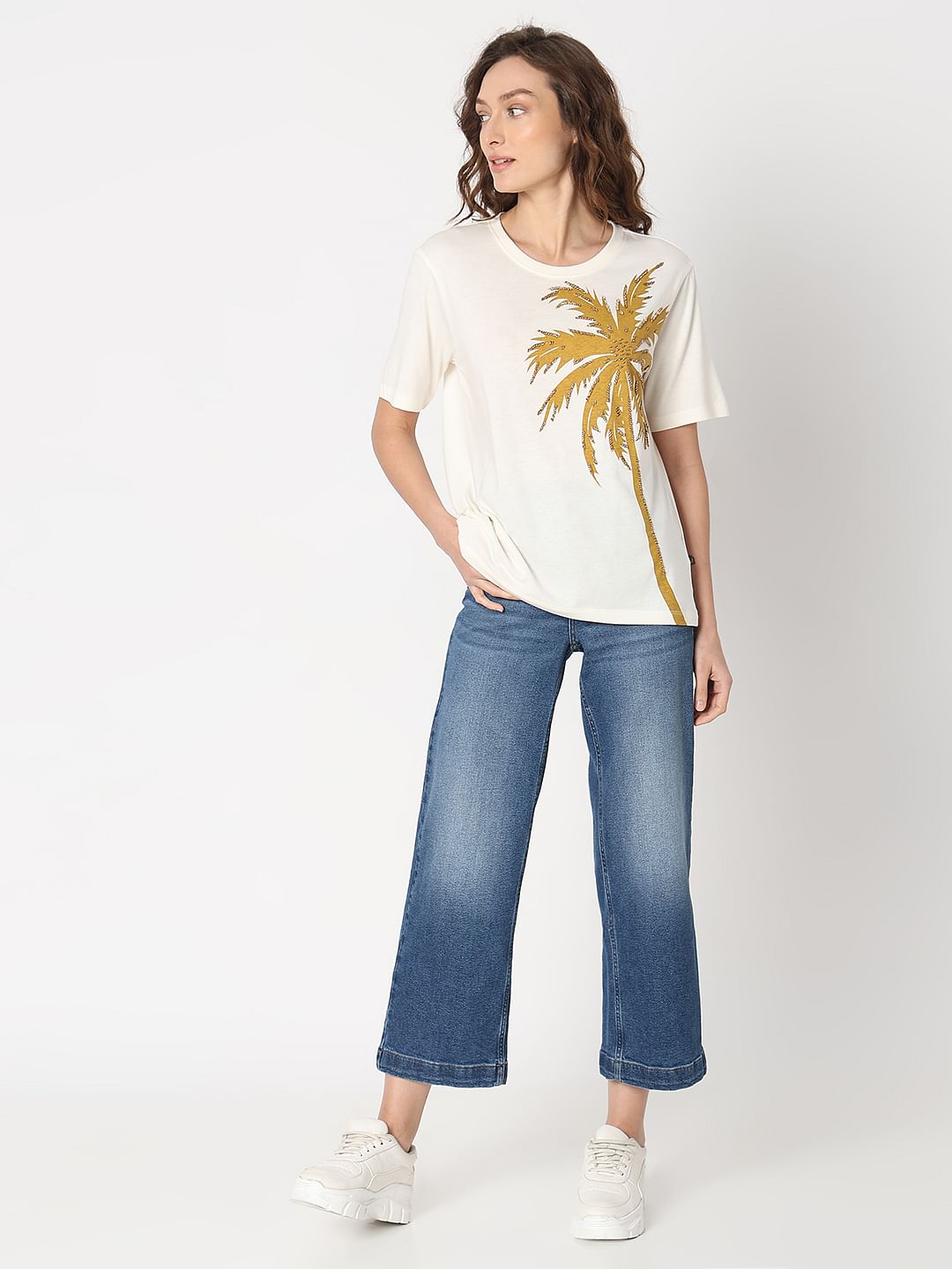 White Palm Print T-Shirt